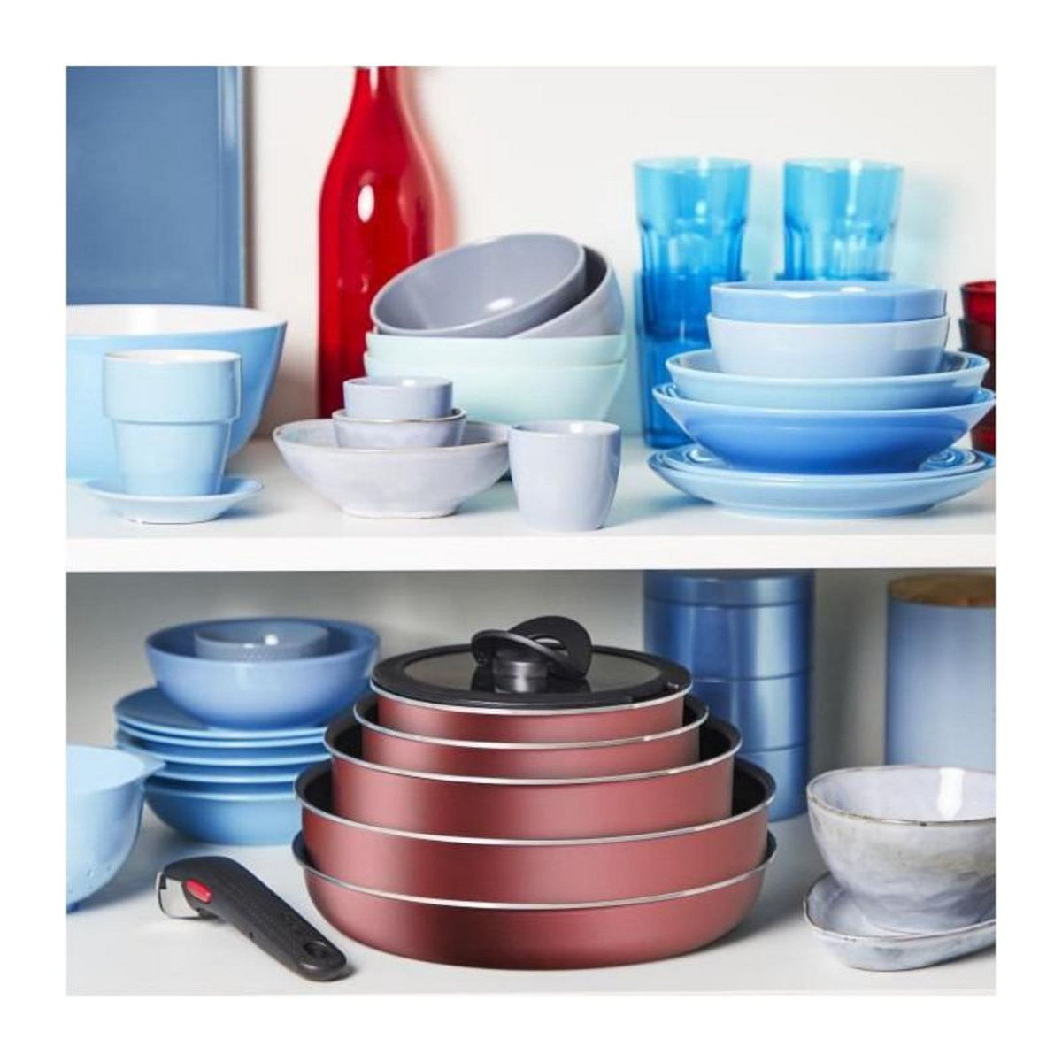 TEFAL TEFAL L3989502 INGENIO DAILY CHEF Rouge Surprise Set 10 pieces, revetement antiadhésif, tous feux dont induction