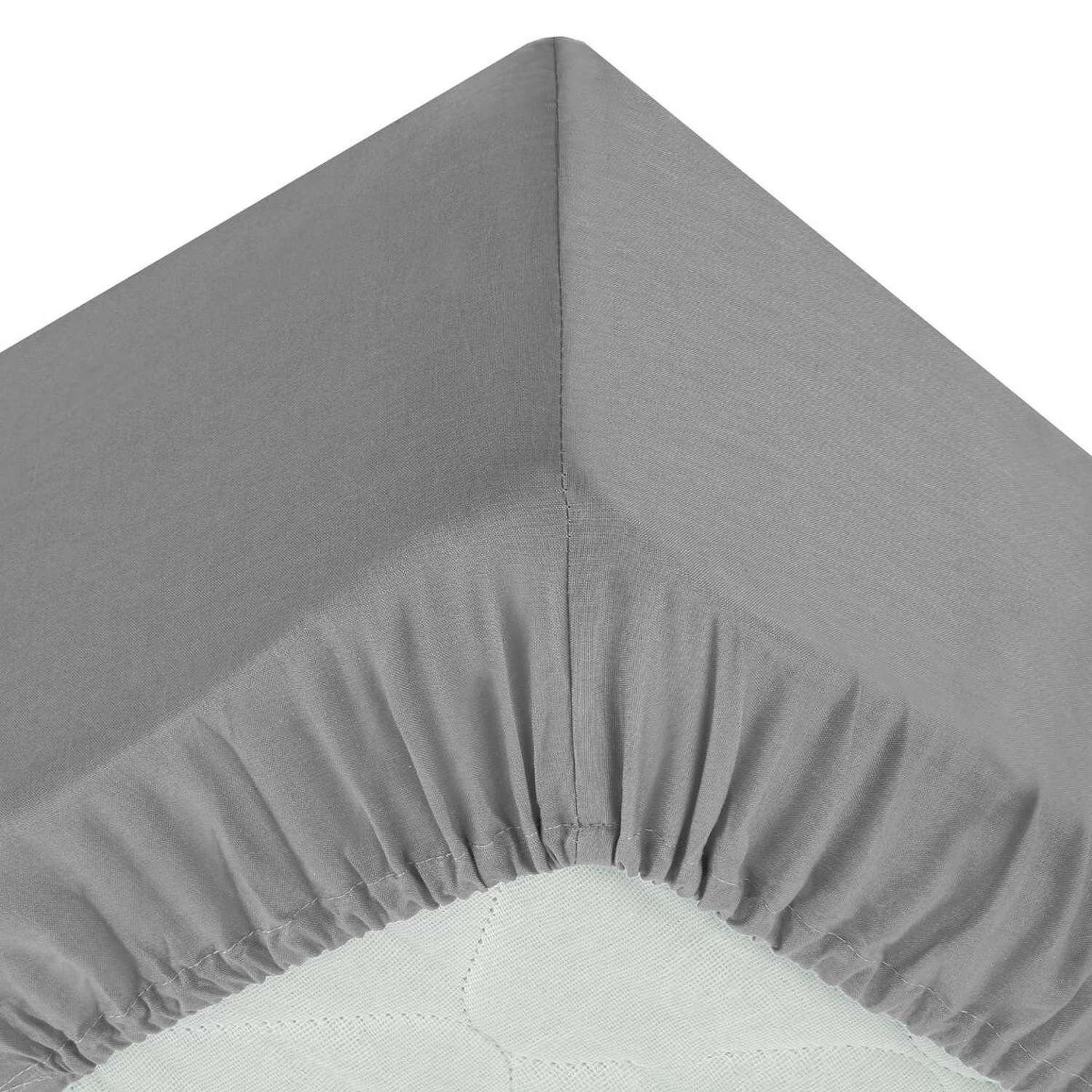 Voir la diapositive 2 : ATMOSPHERA Drap housse 2 personnes - 100% Coton - 140 x 190 cm - Gris