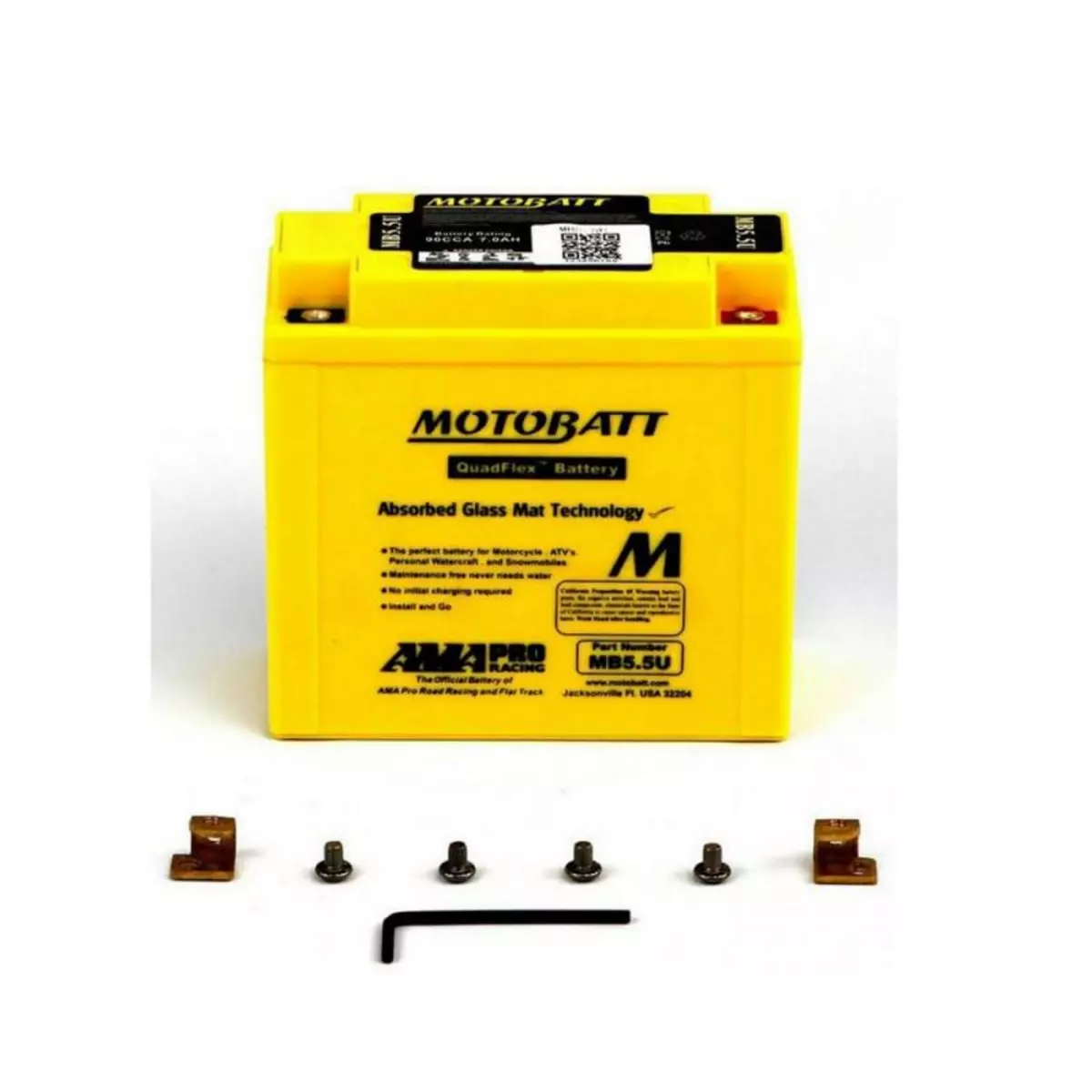  Batterie Motobatt QuadFlex AGM MB5.5U 12V 7ah 90A 12N5.5-3B