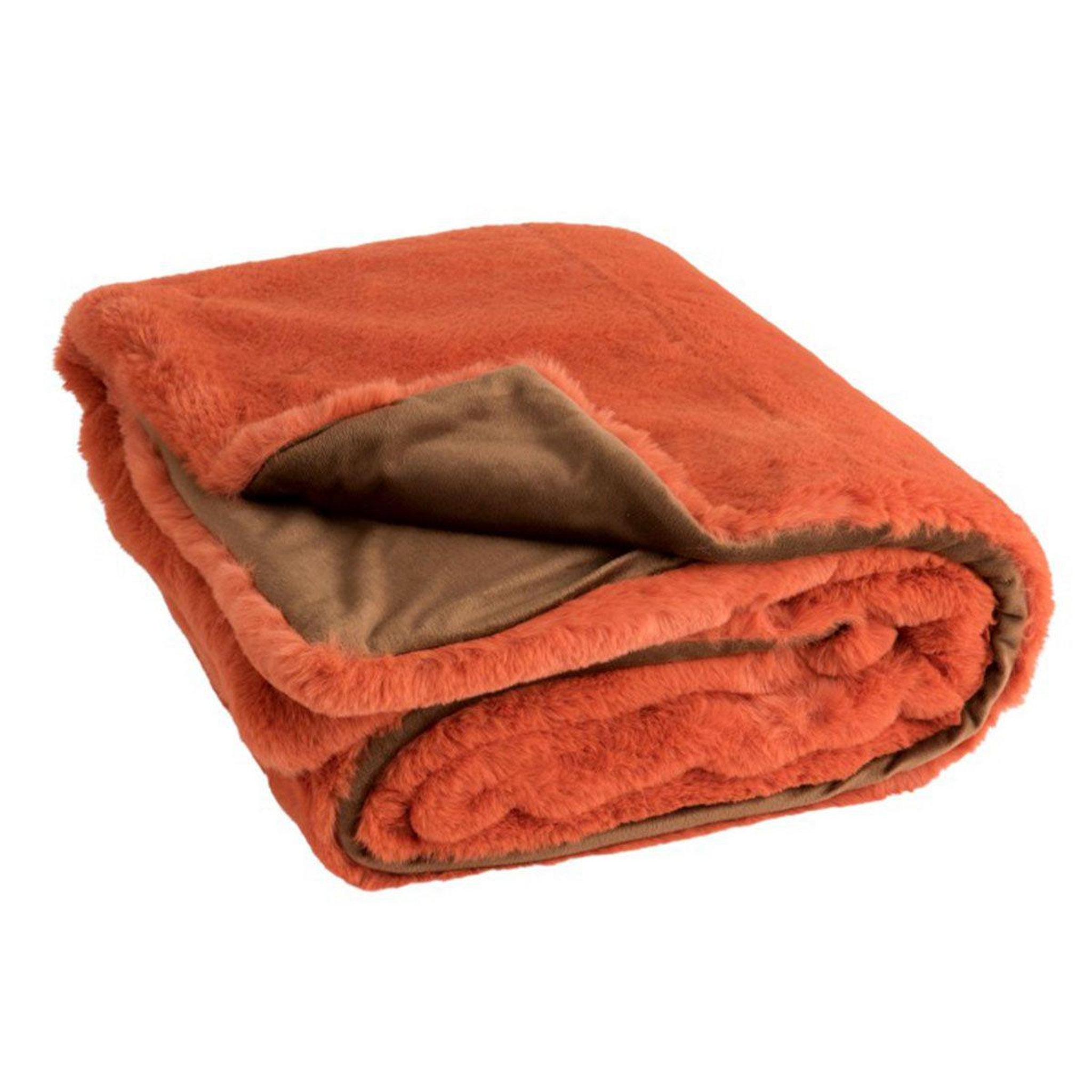 Voir la diapositive 2 : J-LINE Plaid imitation fourrure  cutie  130x180cm orange