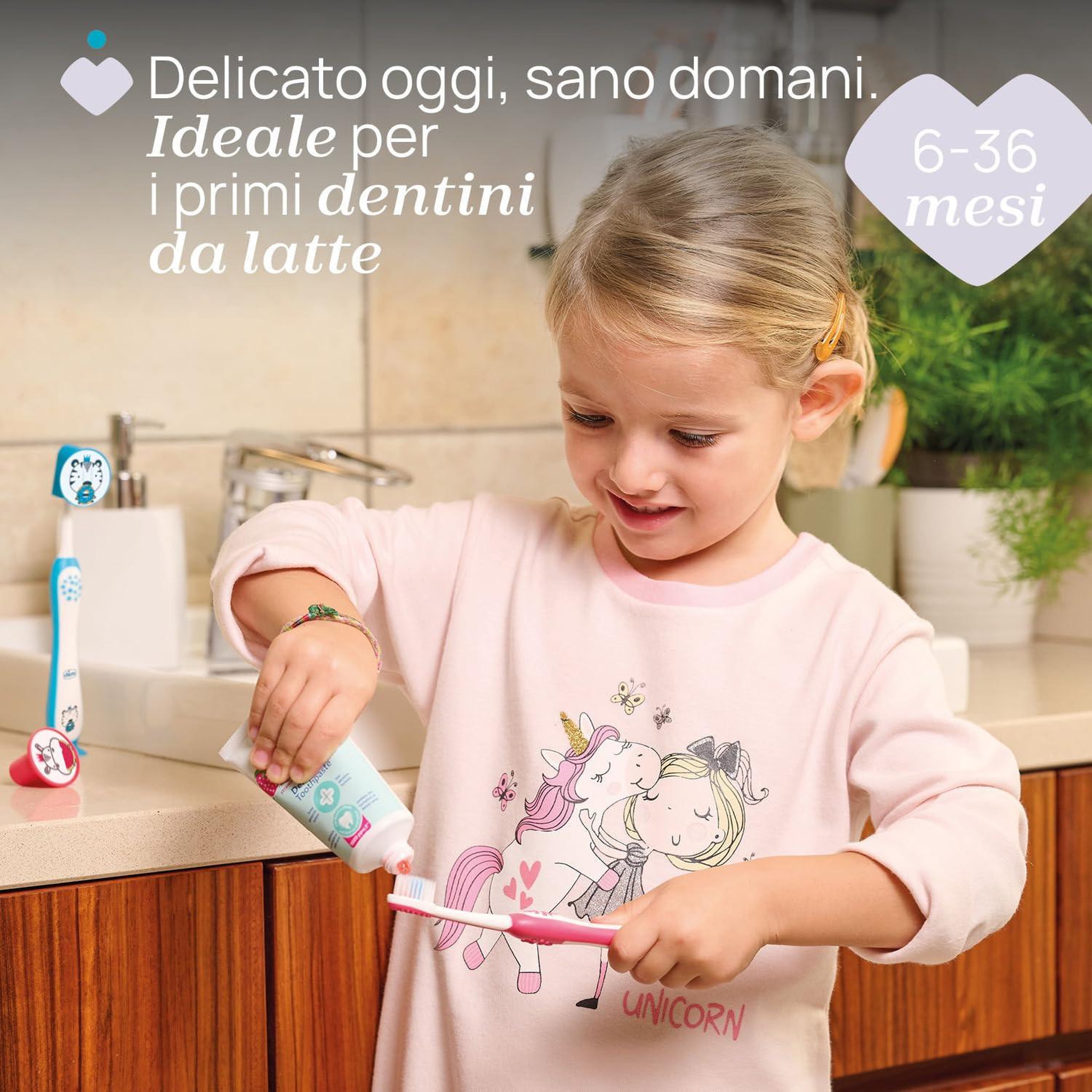 Voir la diapositive 2 : CHICCO Chicco set dentaire 3-6 ans rose - brosse à dents à poils souples et dentifrice goût fraise avec étui de voyage