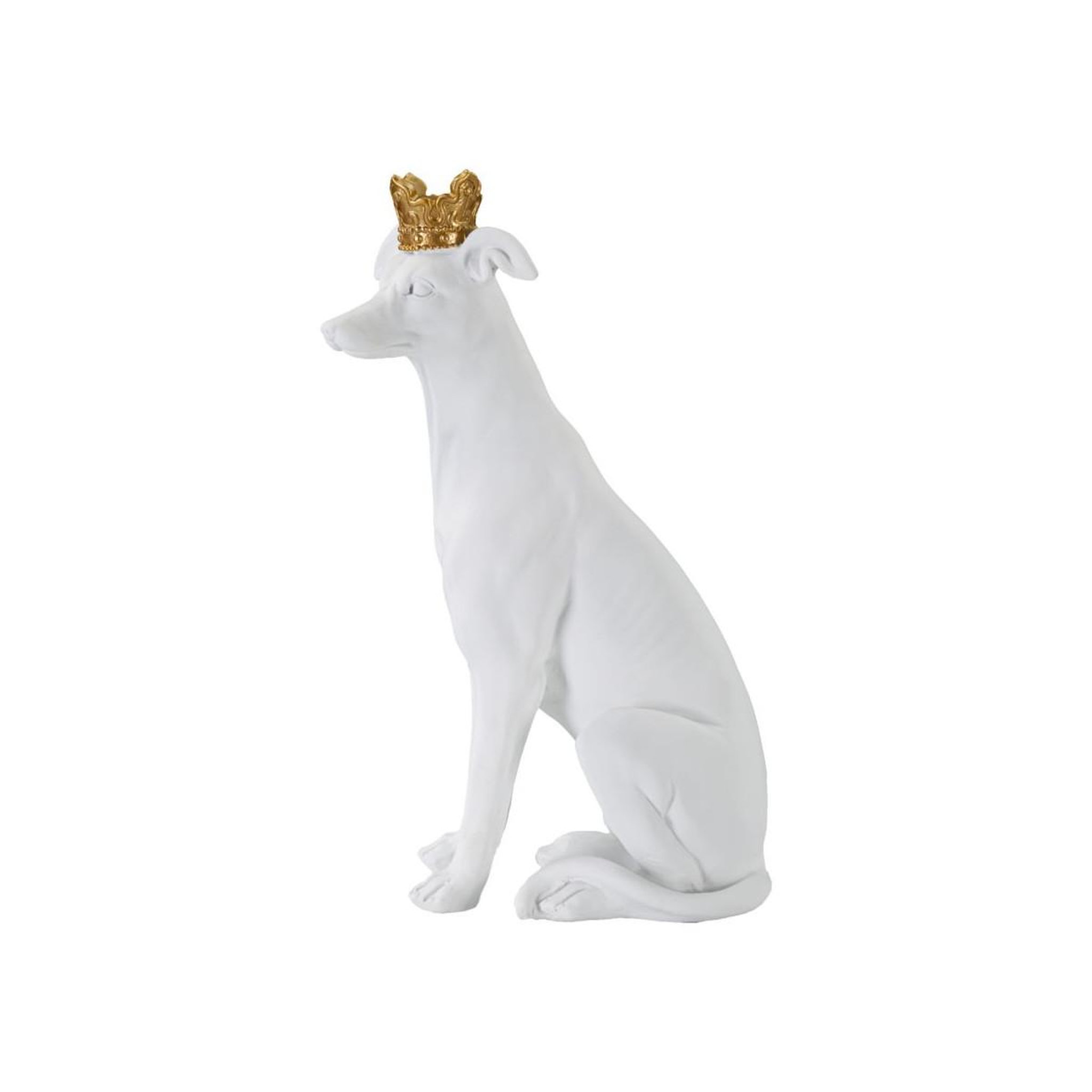 Voir la diapositive 2 : Paris Prix Statuette déco chien  couronne  33cm blanc