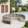 Voir la diapositive 1 : VIDAXL Canape de jardin avec coussins rond beige resine tressee