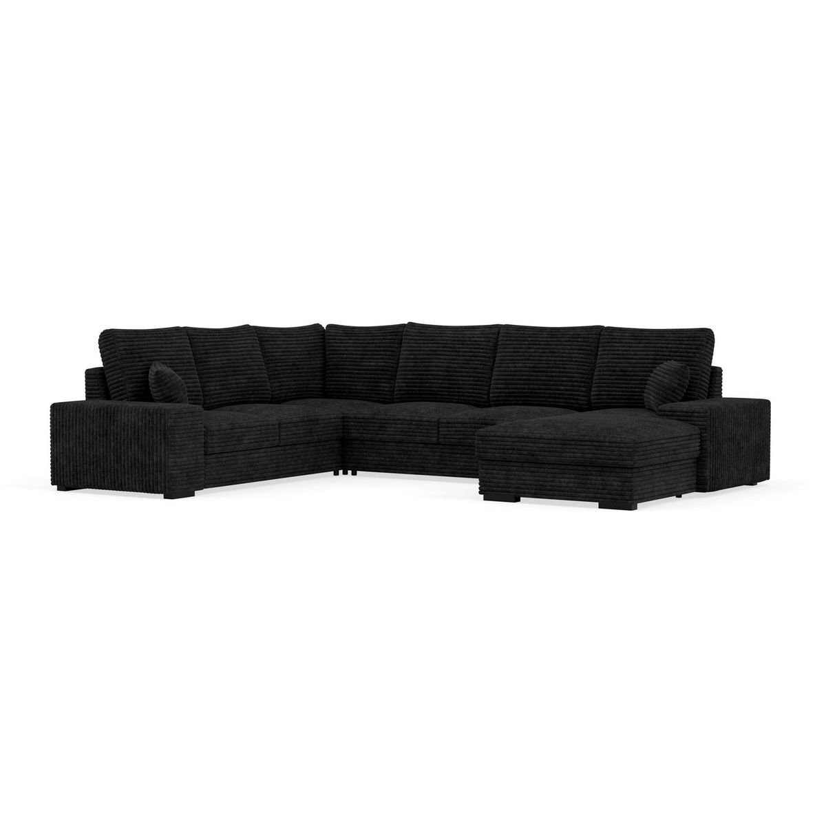 BEST MOBILIER Lorie - canapé panoramique d'angle gauche 7 places convertible en velours côtelé grosse côte avec coffre