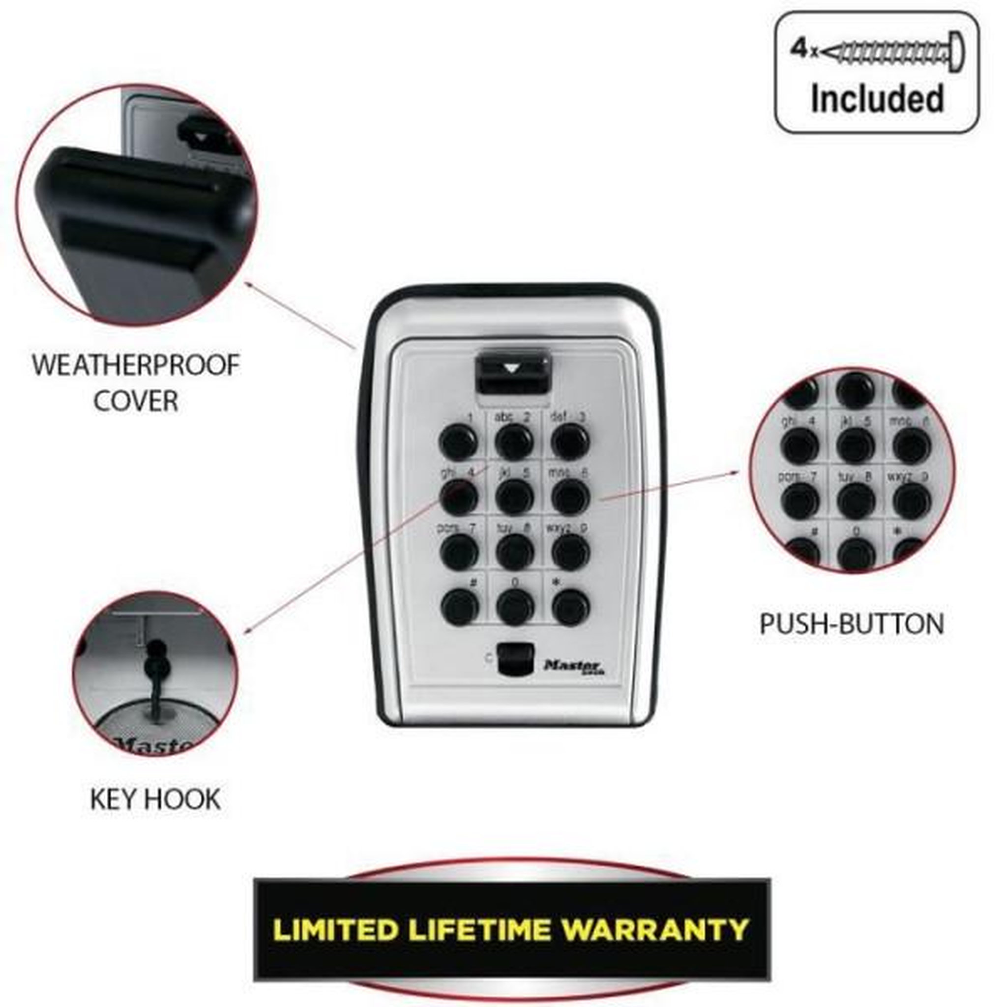 Voir la diapositive 4 : Master lock Boite a clés sécurisée - master lock - boutons poussoirs - avec anse - select access partagez vos clés en toute sécurité