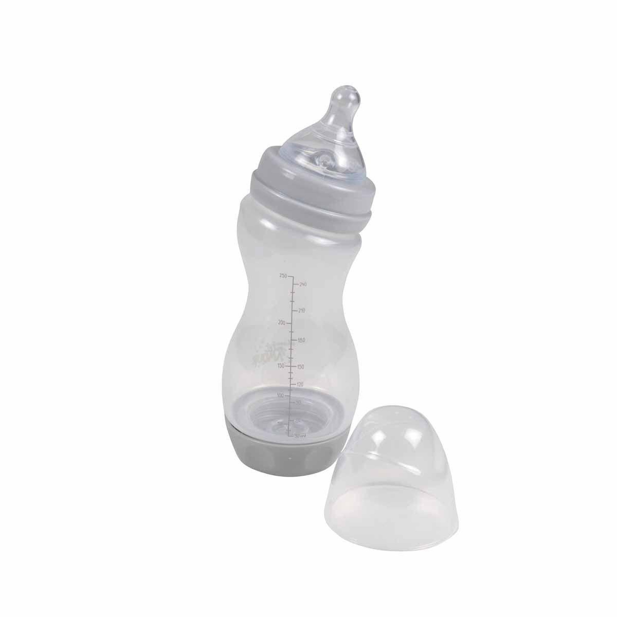 Voir la diapositive 1 : HOMEA Biberon Ergonomique Col Large  Amour  250ml Gris