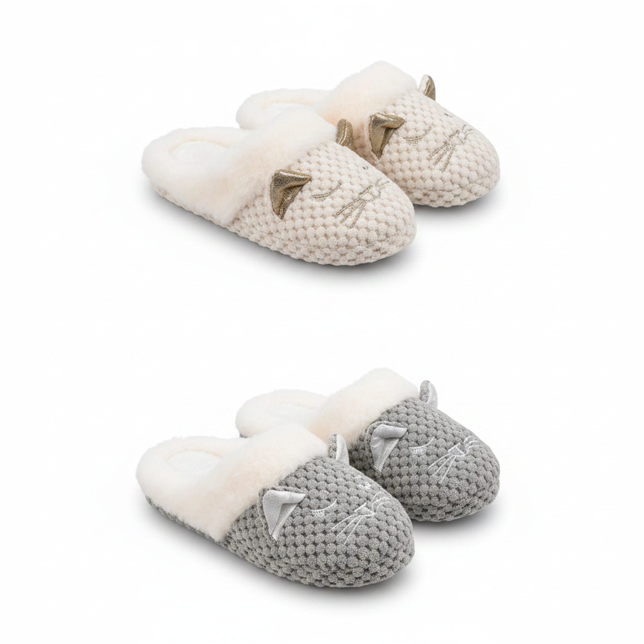 Voir la diapositive 3 : OZABI Ozabi pack 2 paires mules femme motif chat doublure fausse fourrure