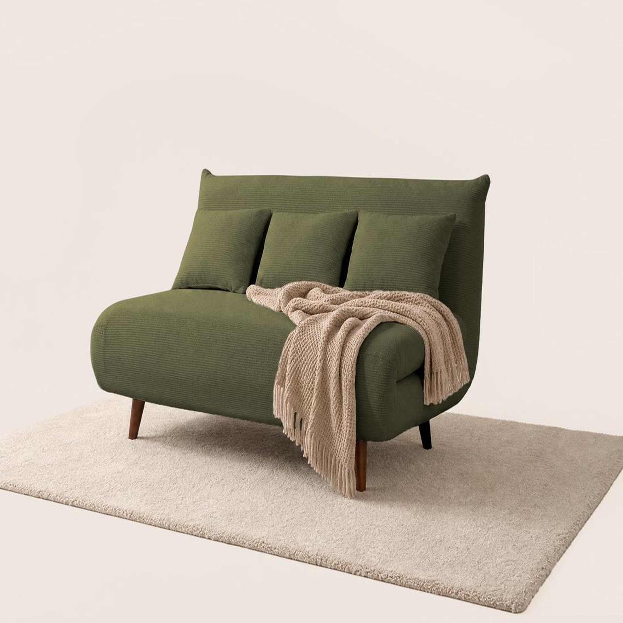 Voir la diapositive 2 : BEST MOBILIER Lumi - banquette convertible clic-clac 2 places en velours côtelé