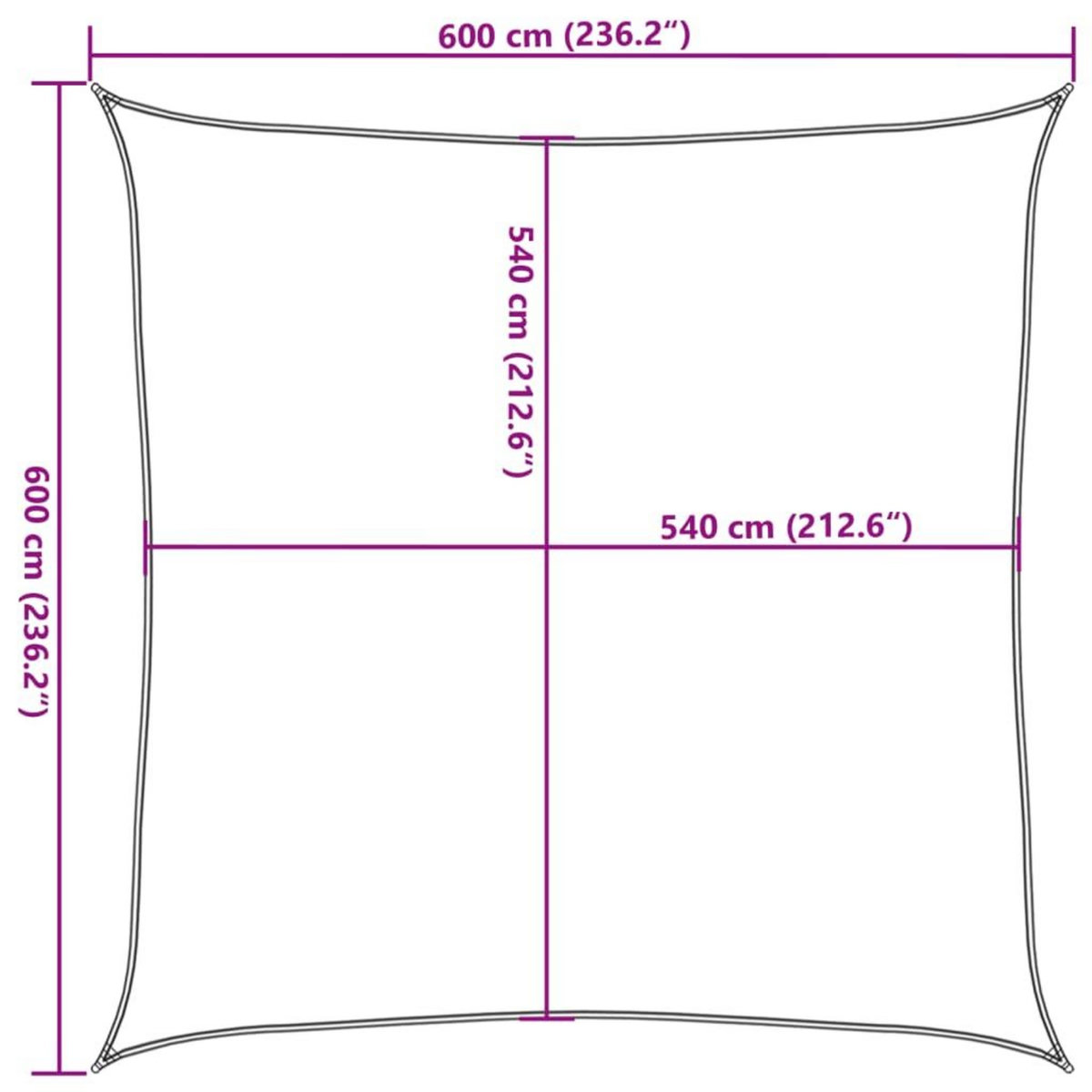 VIDAXL Voile d'ombrage 160 g/m^2 Noir 6x6 m PEHD