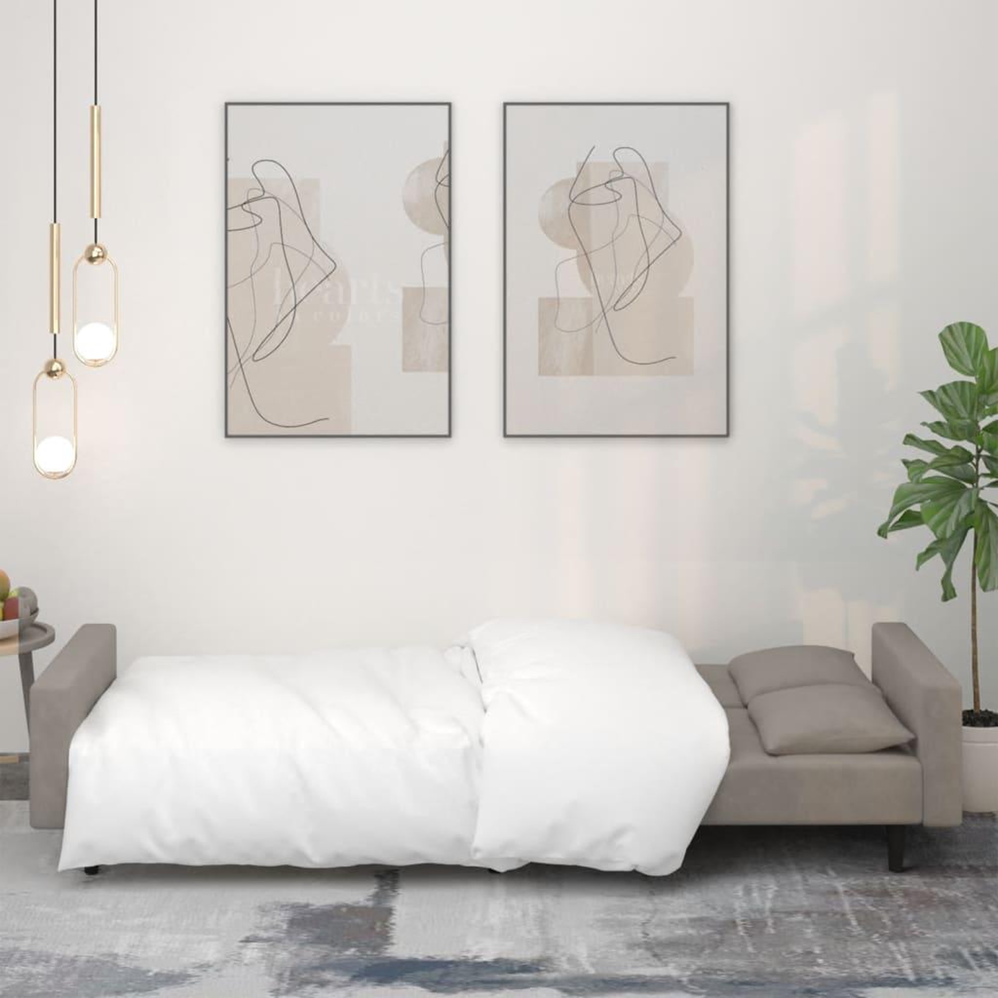 Voir la diapositive 3 : VIDAXL Canape-lit a 2 places avec deux oreillers Gris clair Velours