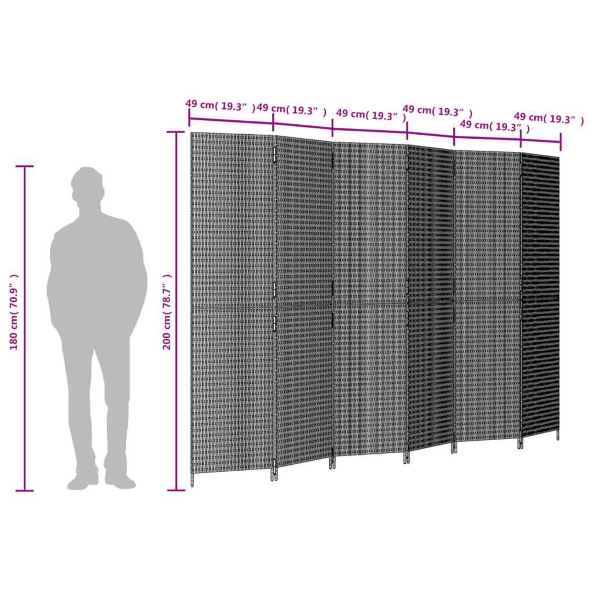VIDAXL Cloison de separation 6 panneaux noir resine tressee