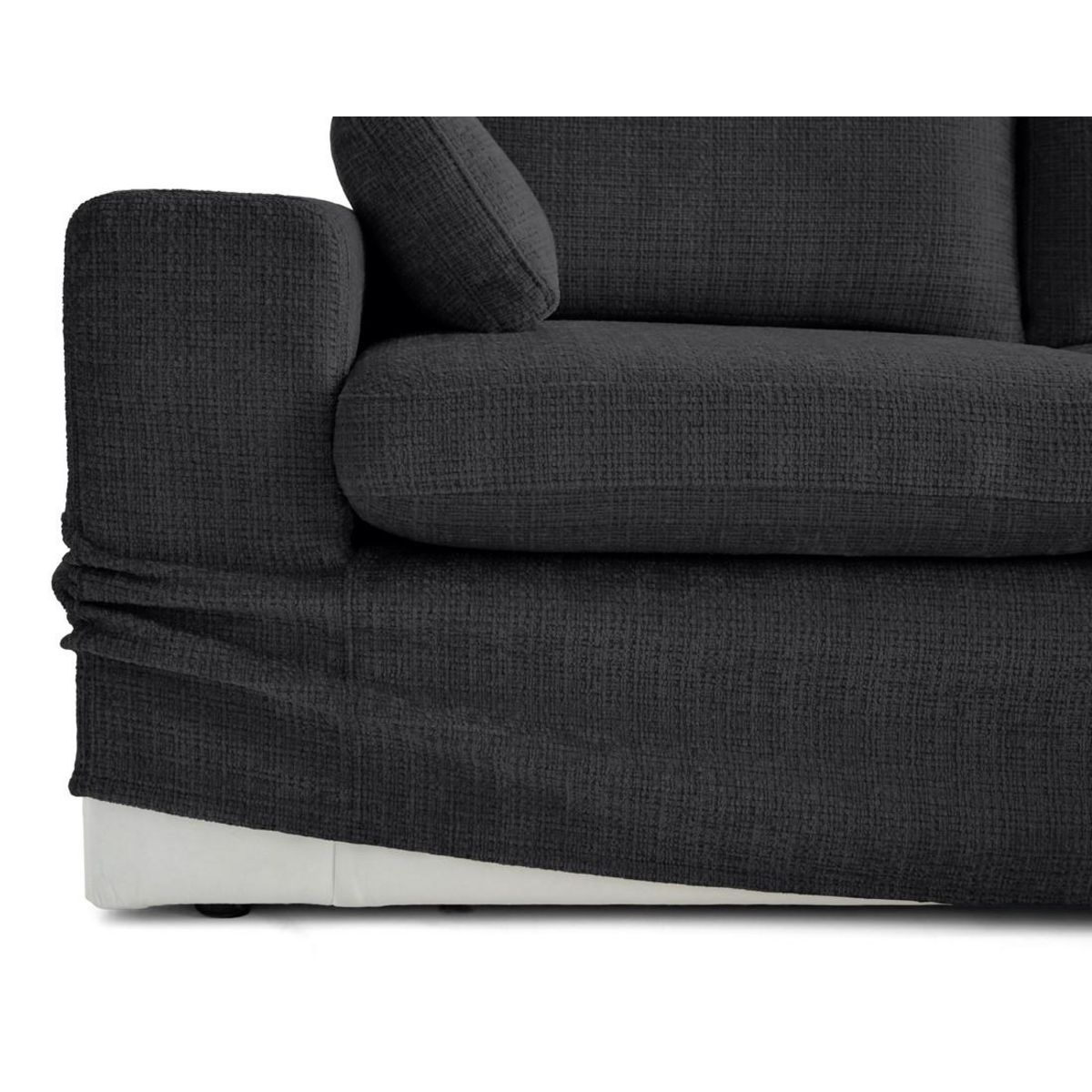 LISA DESIGN Calgary - canapé d'angle déhoussable et modulable 3 places + 1 pouf en velours texturé