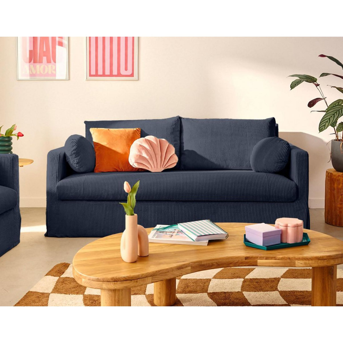 LISA DESIGN Serena - canapé droit déhoussable 3 places en velours côtelé