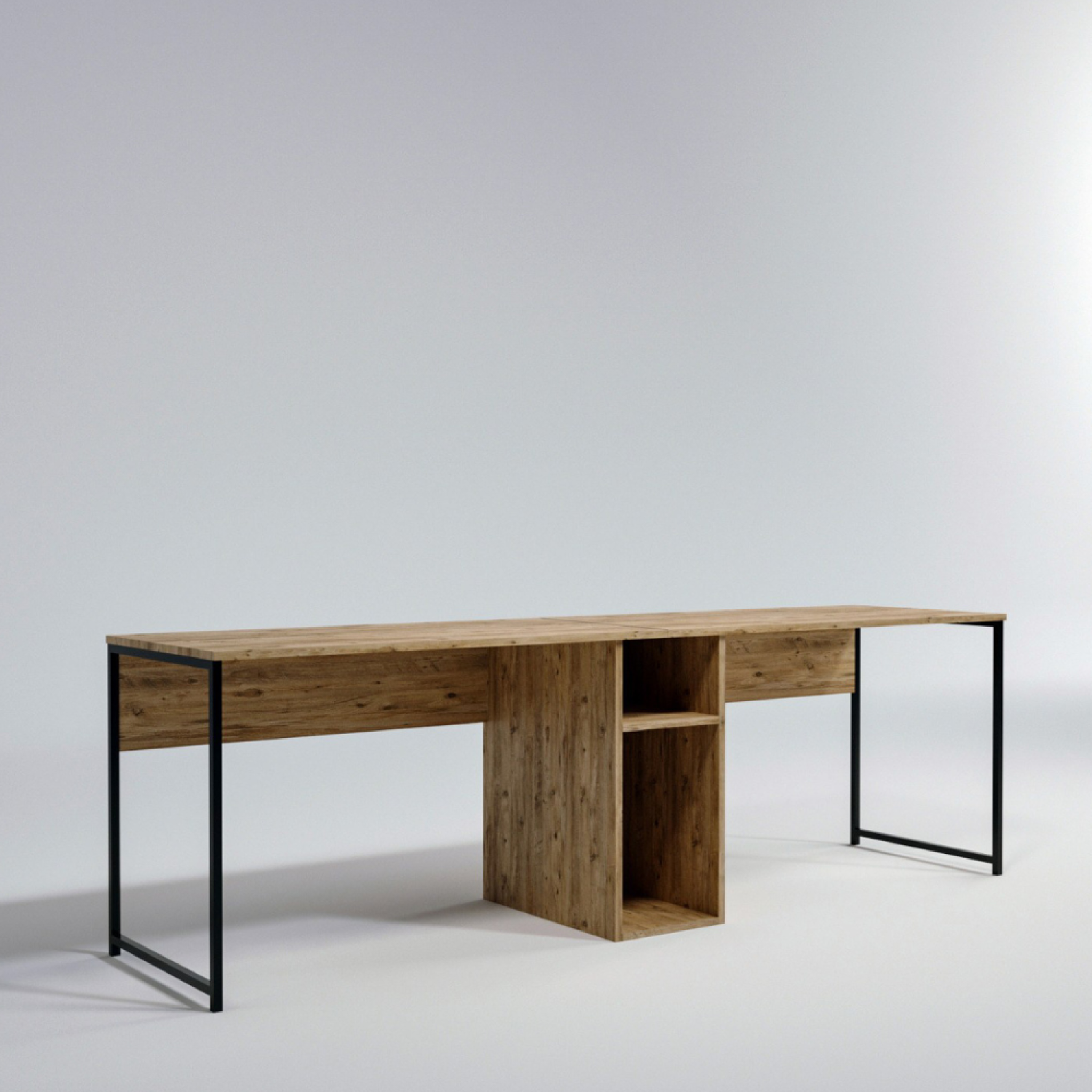 Voir la diapositive 5 : CONCEPT USINE Bureau 2 personnes en bois avec niches kili