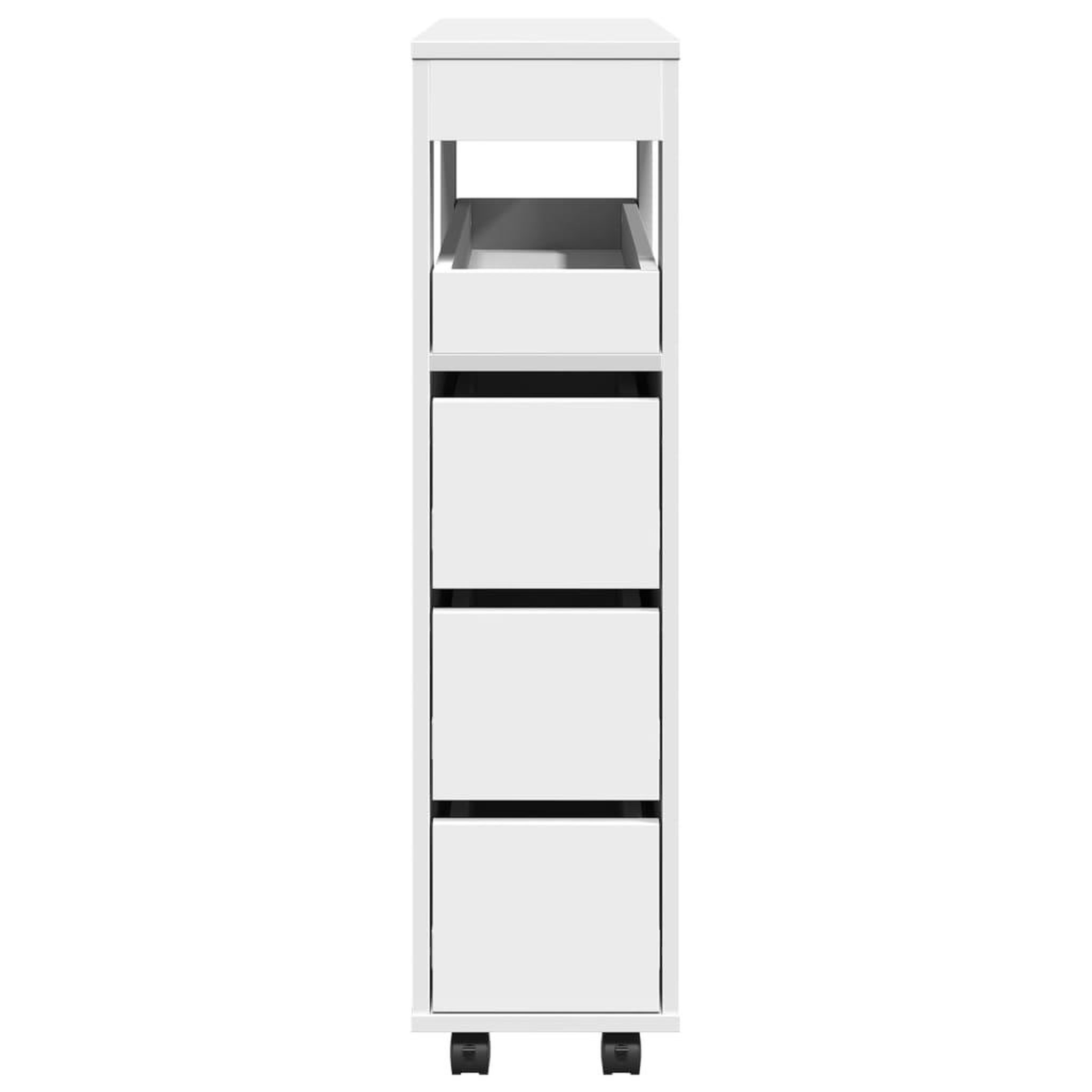 Voir la diapositive 5 : VIDAXL Meuble etroit de salle de bain a roulettes blanc