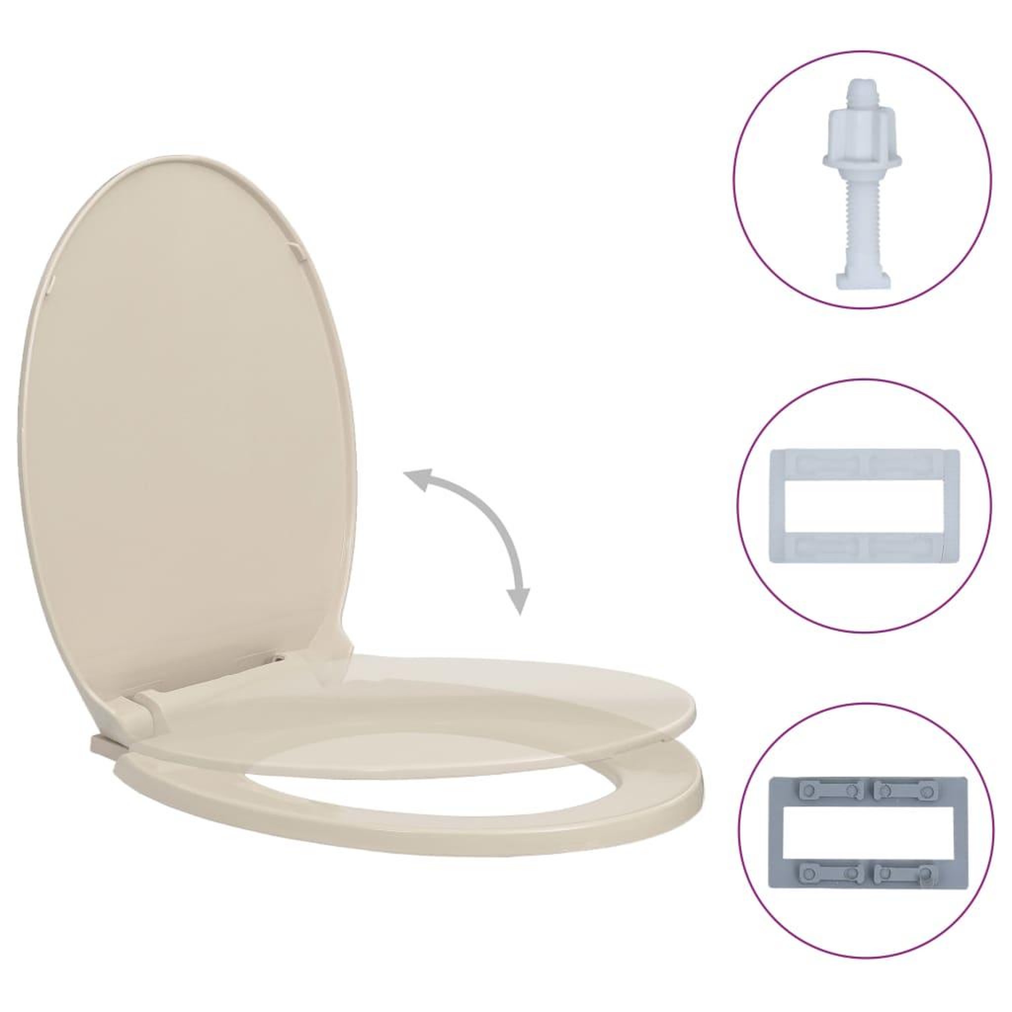 Voir la diapositive 2 : VIDAXL Siege de toilette a fermeture en douceur Abricot Ovale