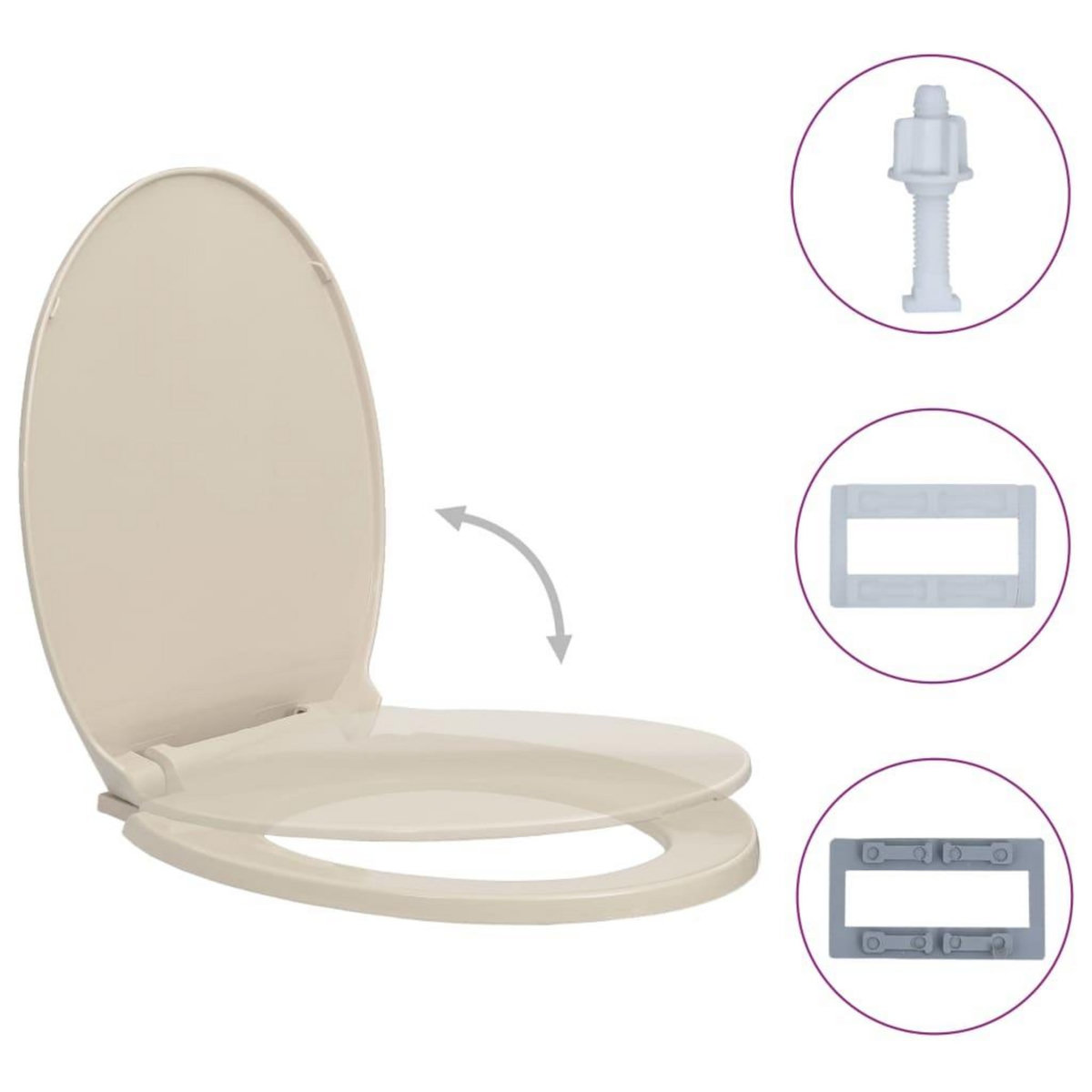 VIDAXL Siege de toilette a fermeture en douceur Abricot Ovale