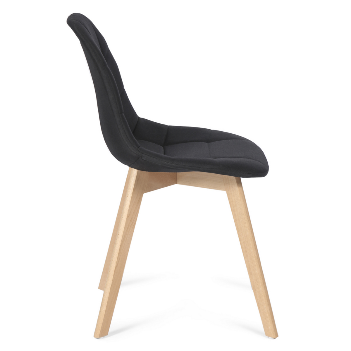 ID MARKET Lot de 4 chaises scandinaves GABY noires en tissu pour salle à manger
