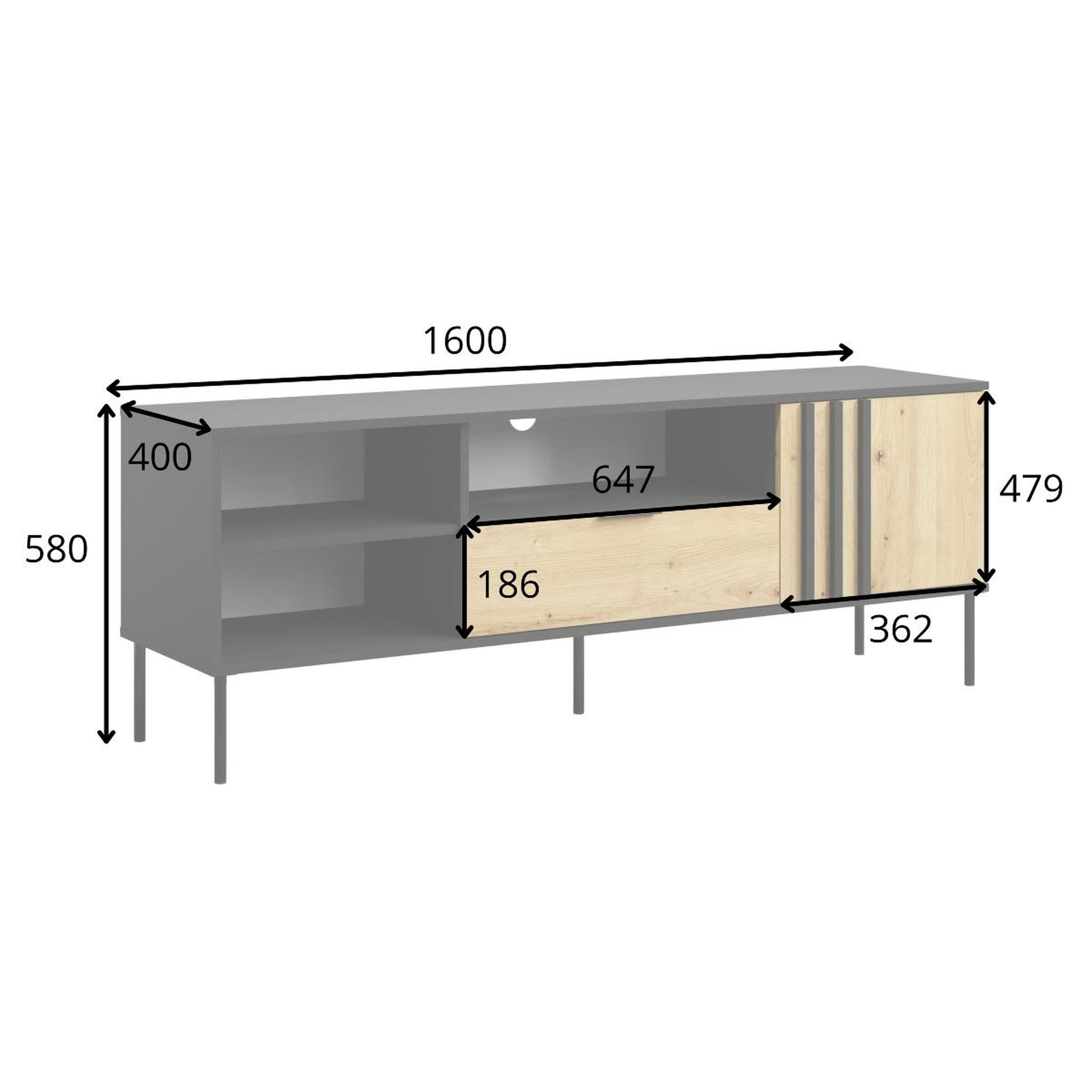 Voir la diapositive 5 : JLC KREATION Meuble tv moderne beige et bois 160cm irina