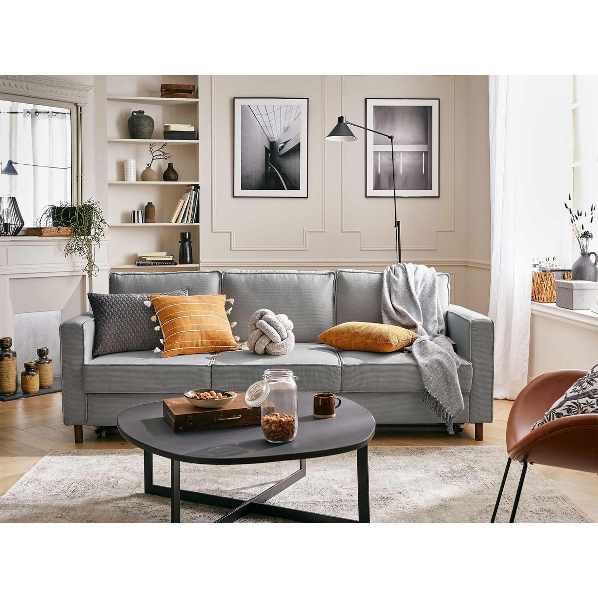 LISA DESIGN Jake - canapé 3 places - convertible - en velours côtelé