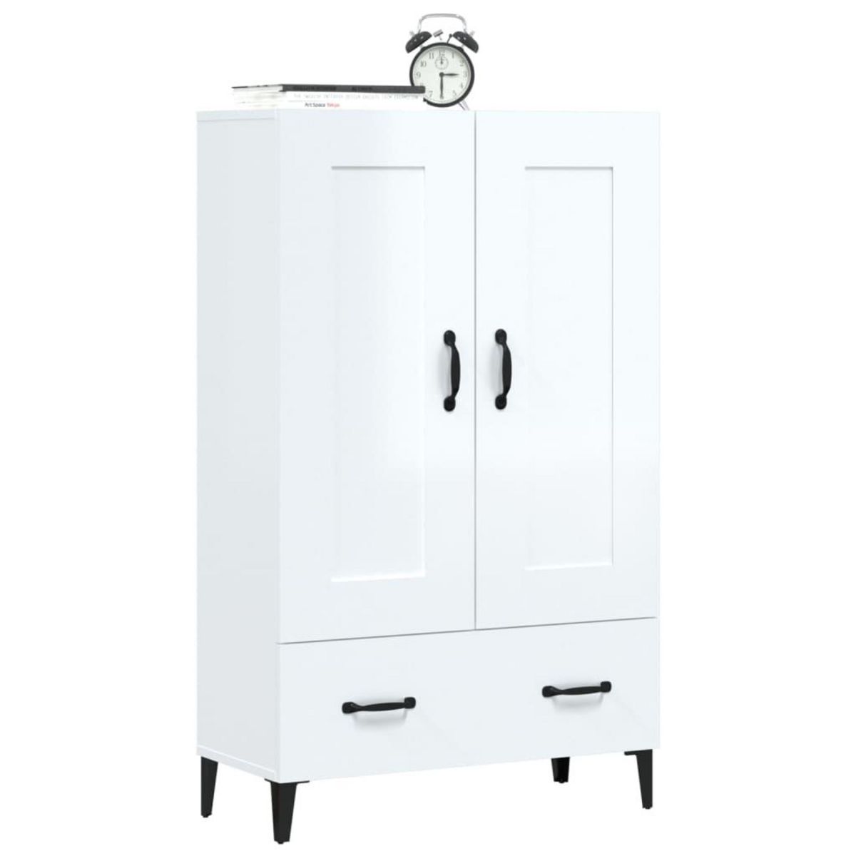 VIDAXL Buffet Blanc brillant 70x31x115 cm Bois d'ingenierie