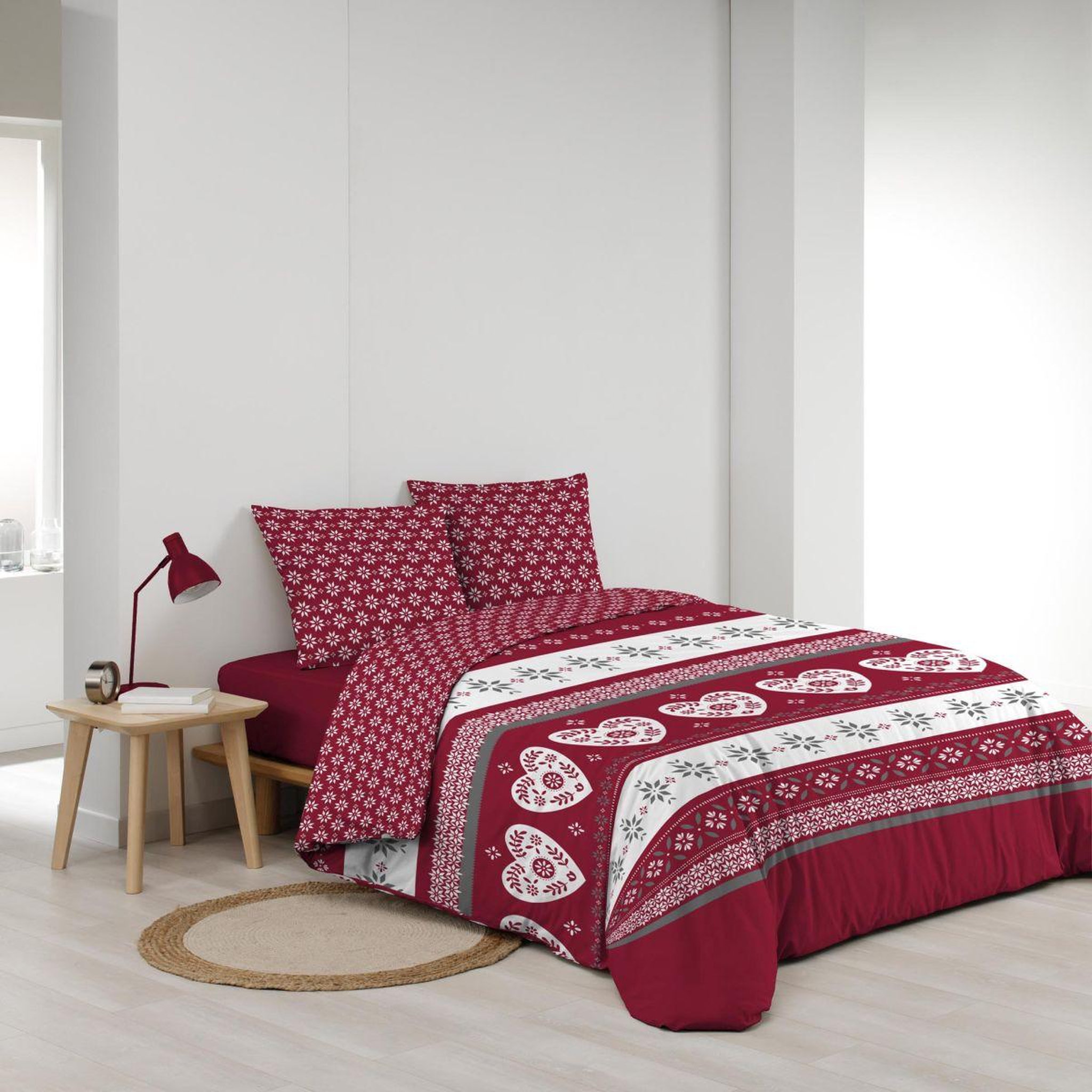 Voir la diapositive 2 : Douceur d'Intérieur Parure de lit 3 pièces  alpage  240x220cm rouge