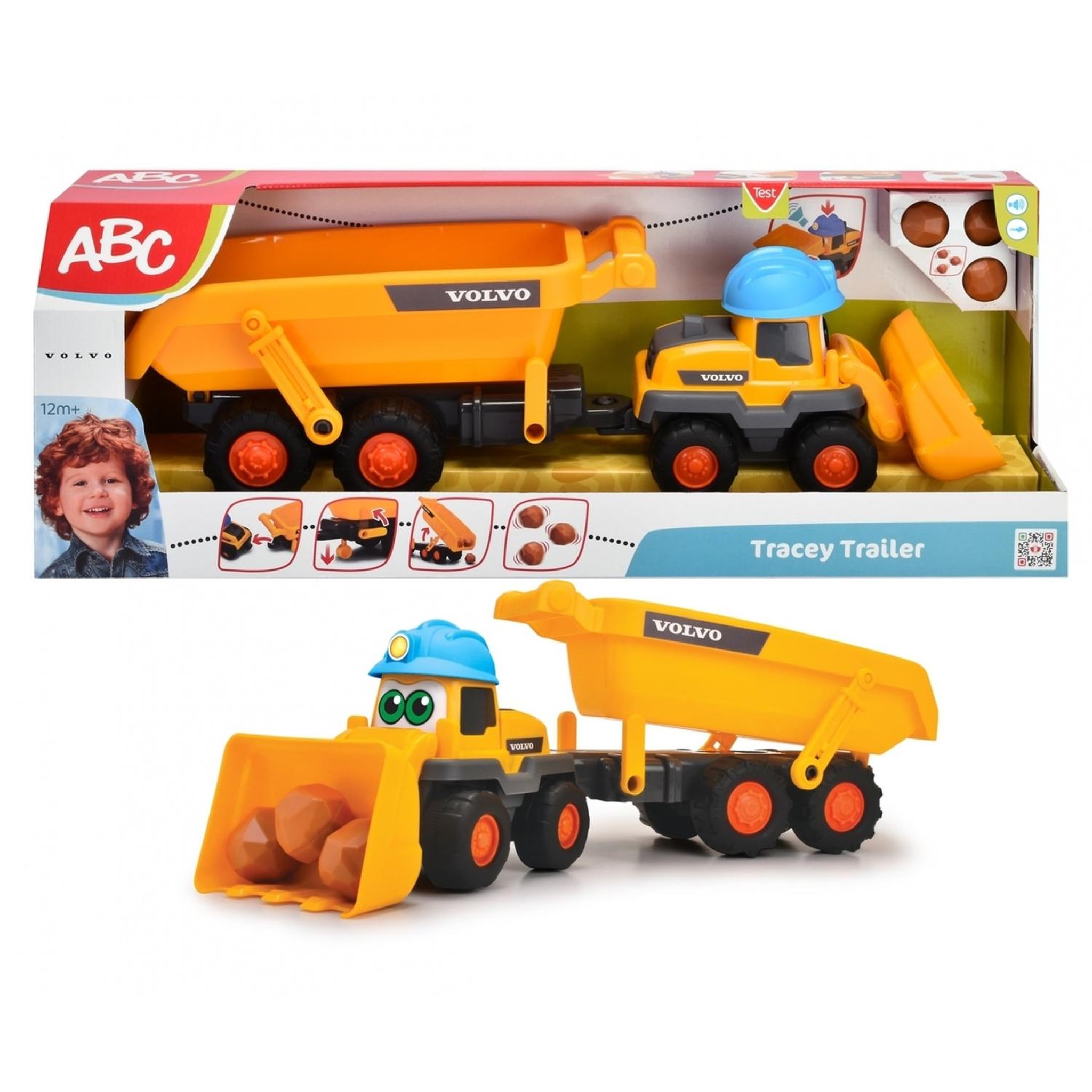 Dickie Toys Chargeuse sur pneus avec remorque ABC Tracey Trailer
