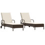 Voir la diapositive 2 : VIDAXL Chaises longues avec coussins lot de 2 marron resine tressee