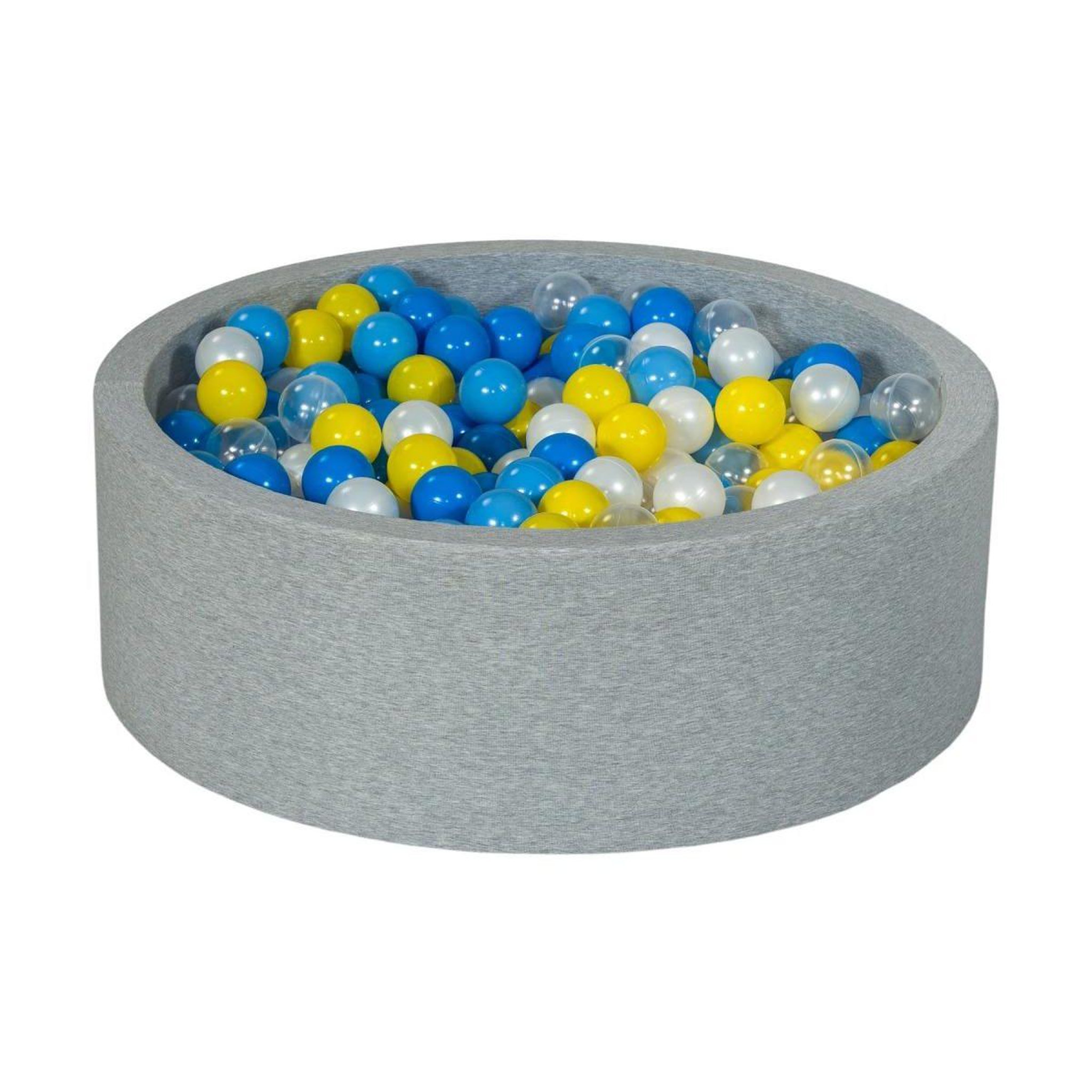 VELINDA Piscine à balles perle, transparent, jaune, bleu, bleu clair -  450 balles