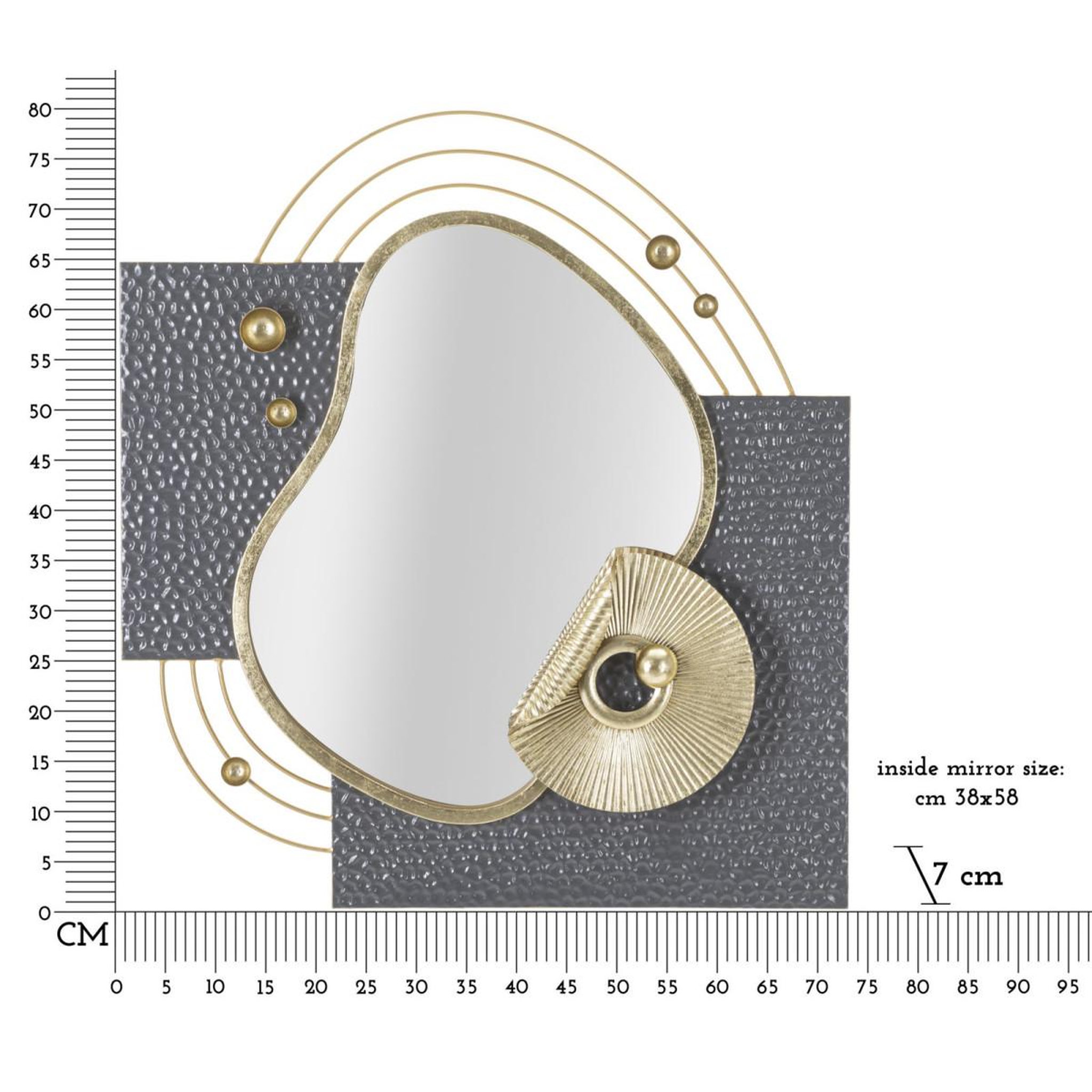 Voir la diapositive 6 : Paris Prix Miroir Mural Design  Art  80cm Gris & Or