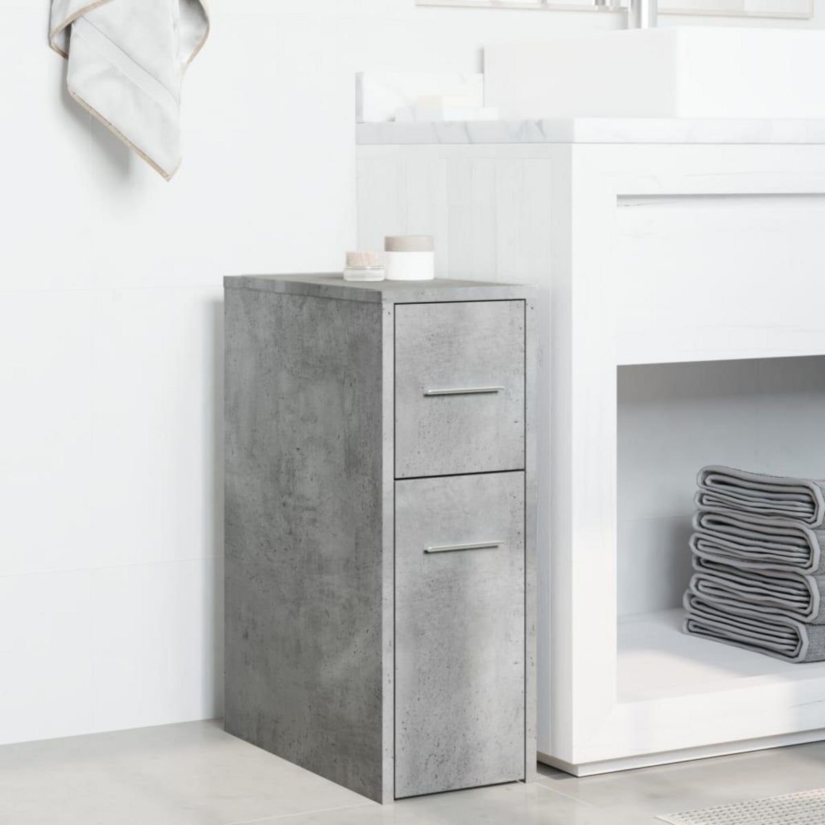 VIDAXL Armoire de salle de bain etroite avec roulettes gris beton