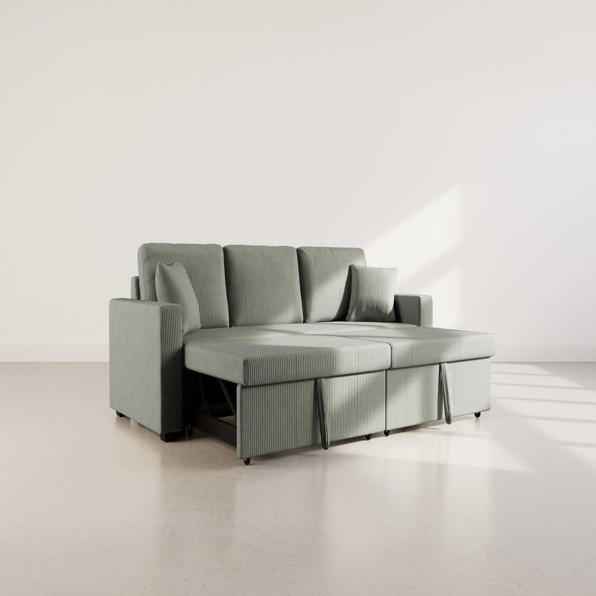 BEST MOBILIER Cyrus - canapé droit 3 places convertible en velours côtelé