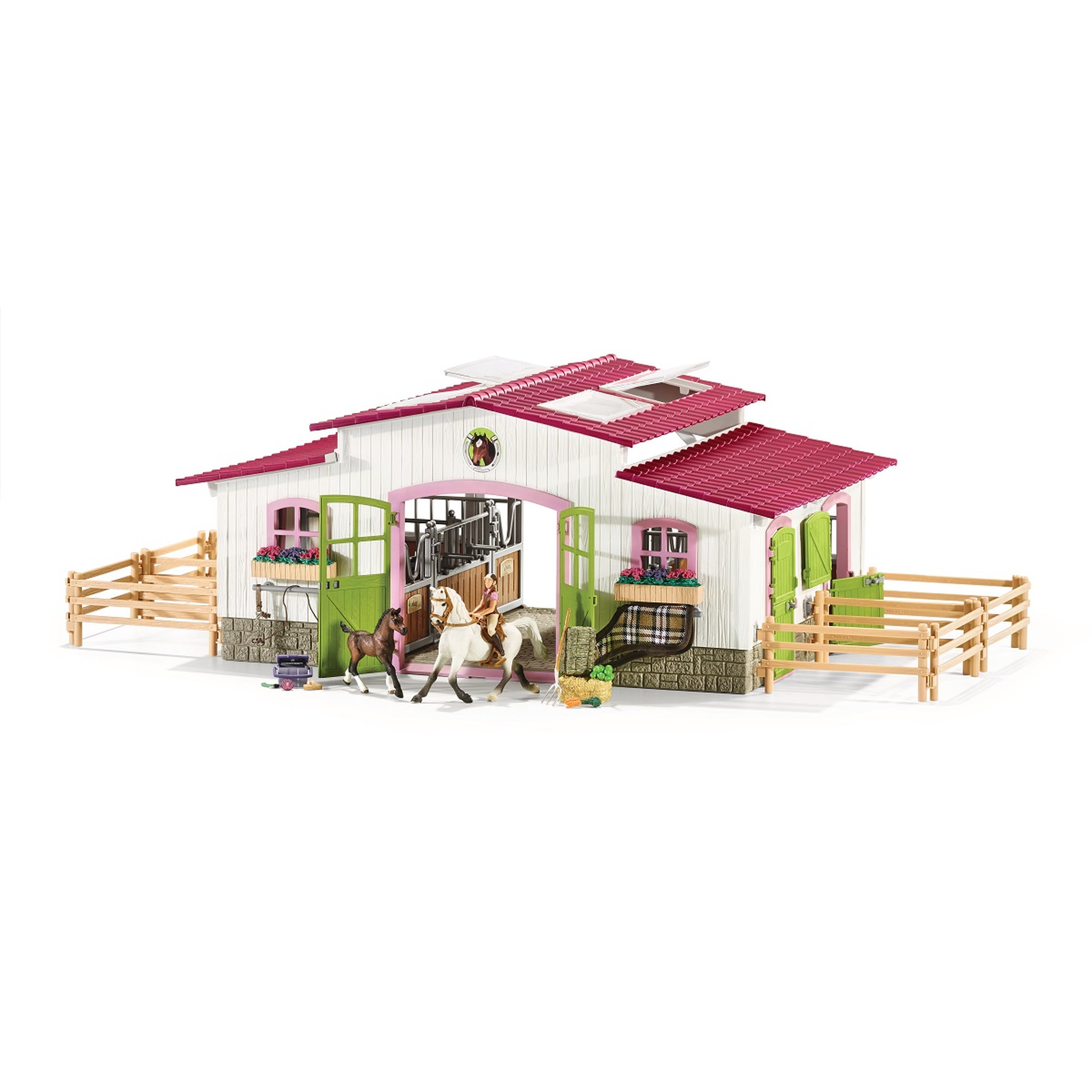 Voir la diapositive 1 : Schleich Centre équestre avec cavalière, chevaux et accessoires de l'univers Horse club - 42344