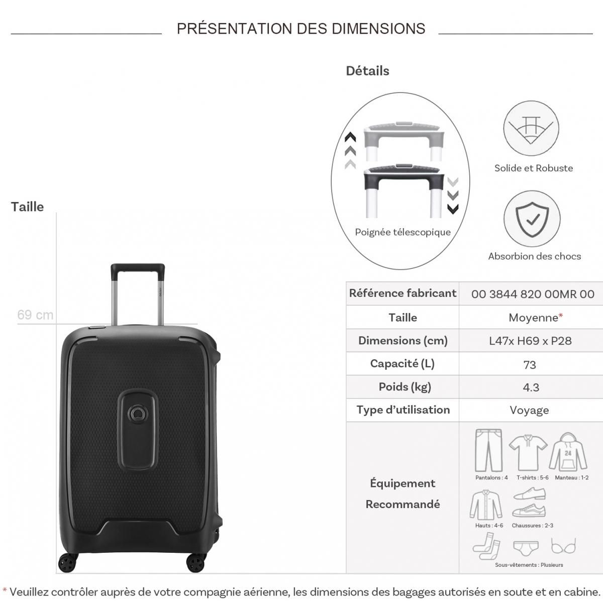 Delsey Valise rigide Moncey 69cm TSA Polypropylène