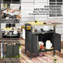 Voir la diapositive 4 : OUTSUNNY Desserte de jardin desserte plancha barbecue - 2 portes, tablette pliable, 3 crochets - acier noir acier inox