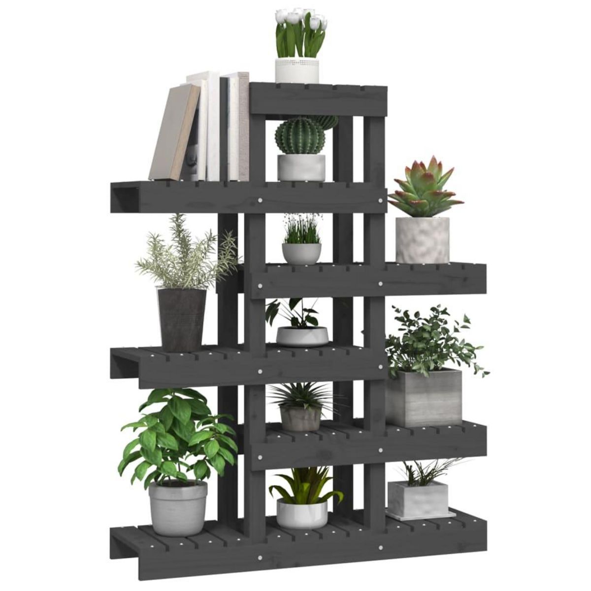 VIDAXL Support a plantes Gris 85x25x109,5 cm Bois massif de pin