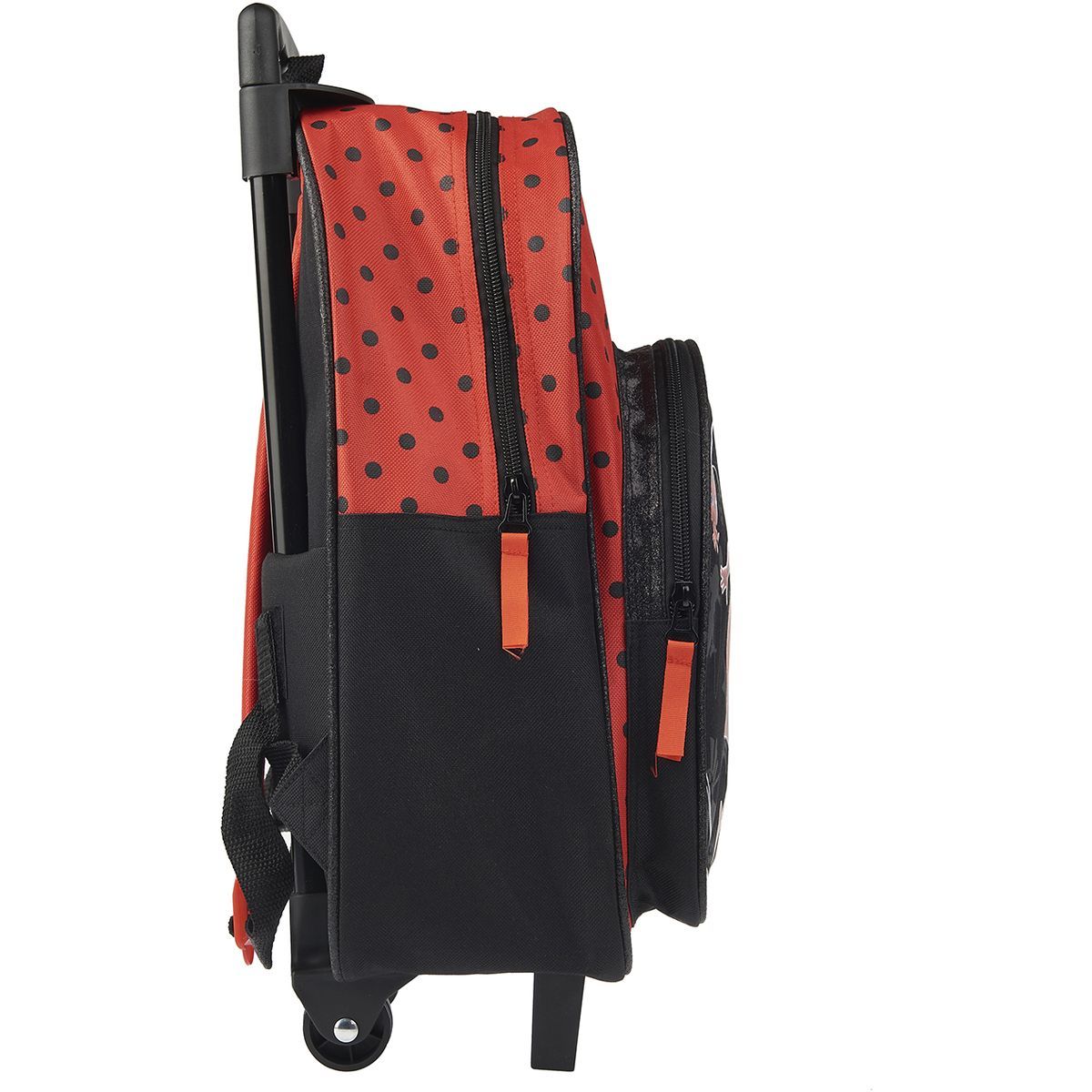 Sac maternelle à roulettes 38 cm CP/CE1/CE2 noir et rouge MIRACULOUS