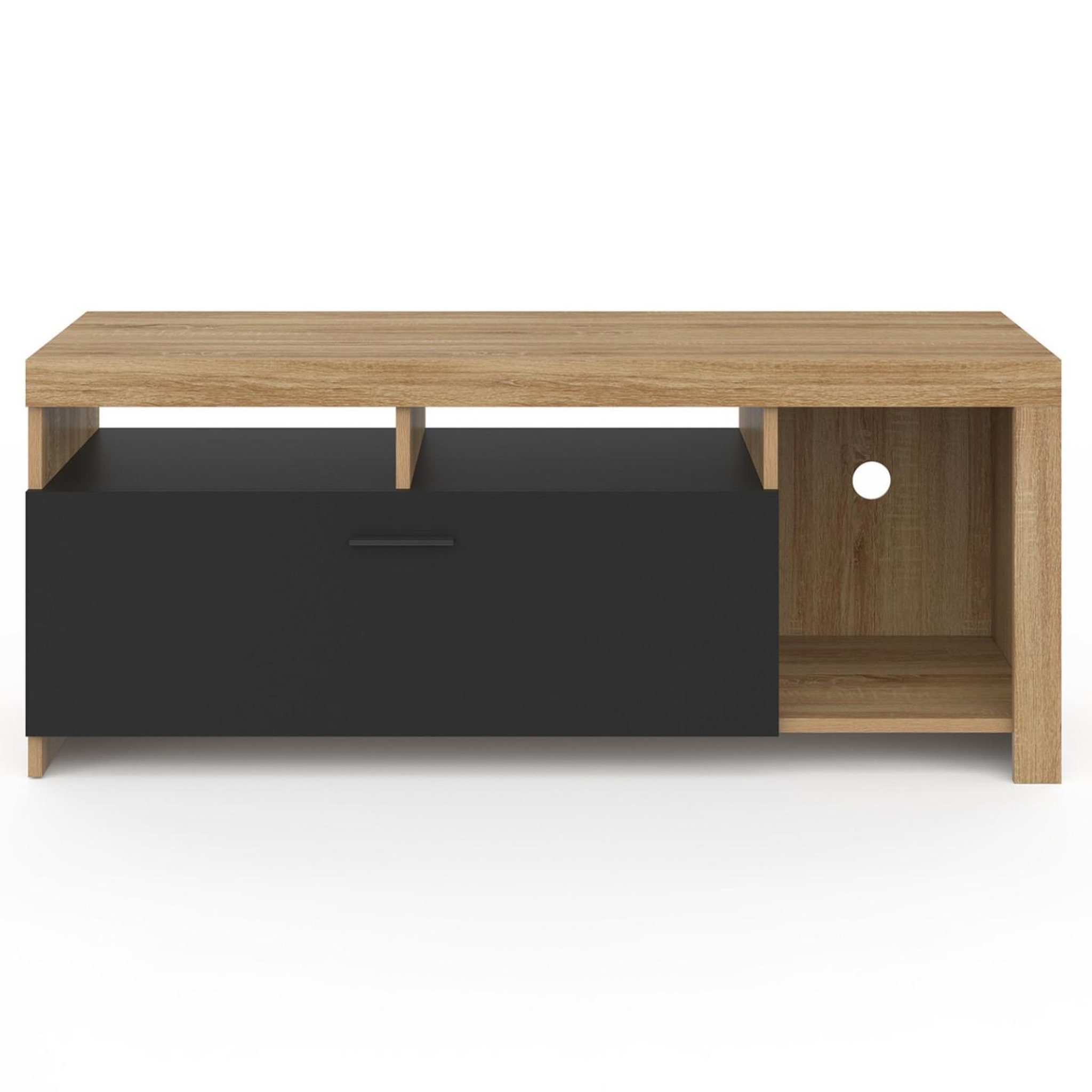 Voir la diapositive 3 : ID MARKET Meuble tv 110 cm malo bois et placard noir