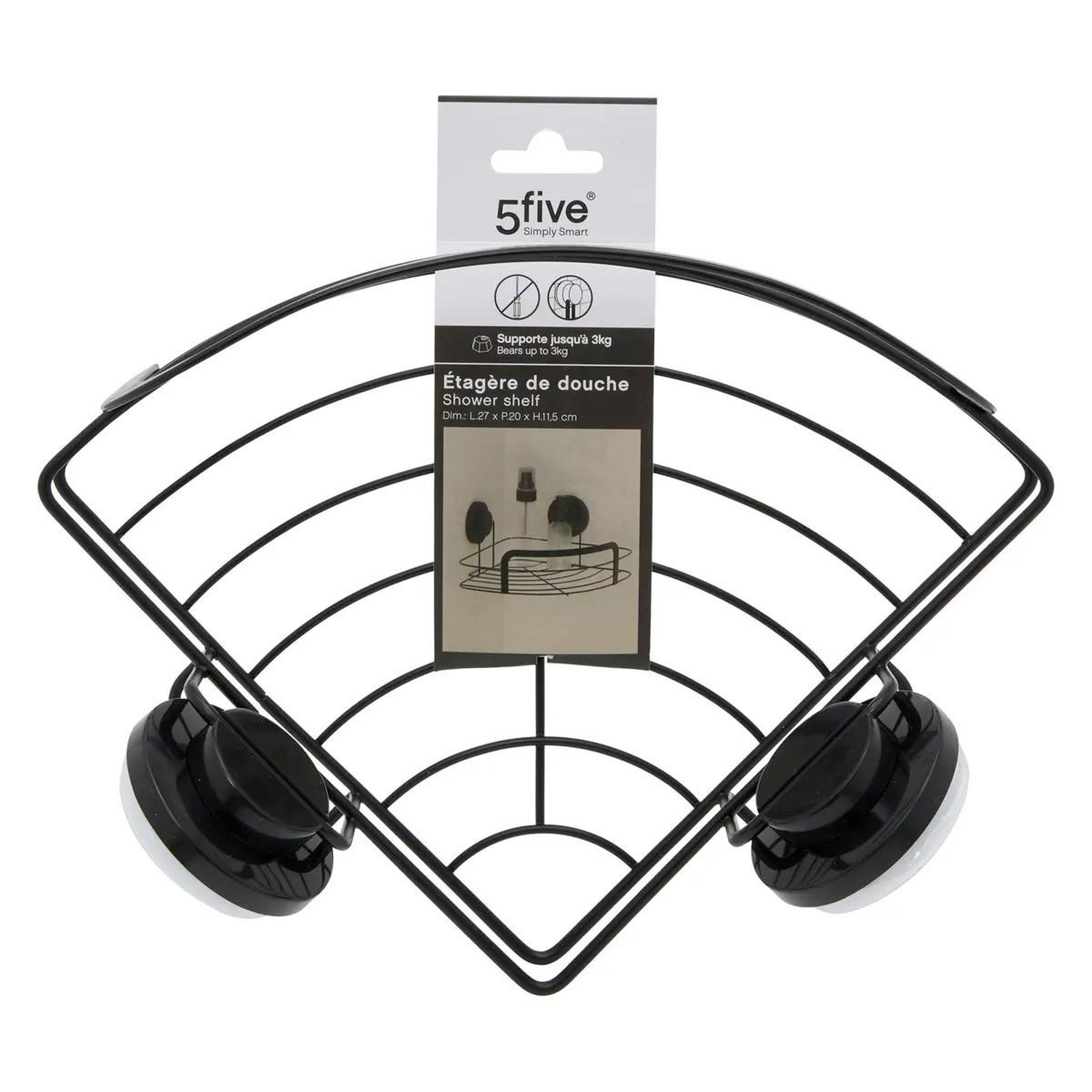Voir la diapositive 4 : FIVE Étagère d'angle de douche  venterra  27cm noir