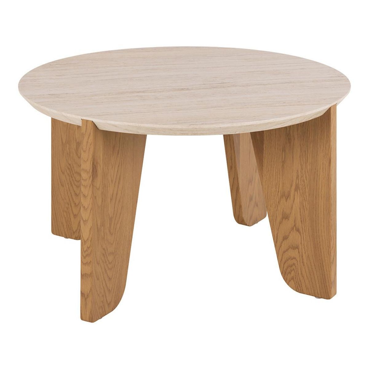 LISA DESIGN Noeva - table basse - pieds en chêne - plateau effet travertin - 80 cm