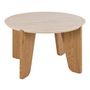 Voir la diapositive 4 : LISA DESIGN Noeva - table basse - pieds en chêne - plateau effet travertin - 80 cm