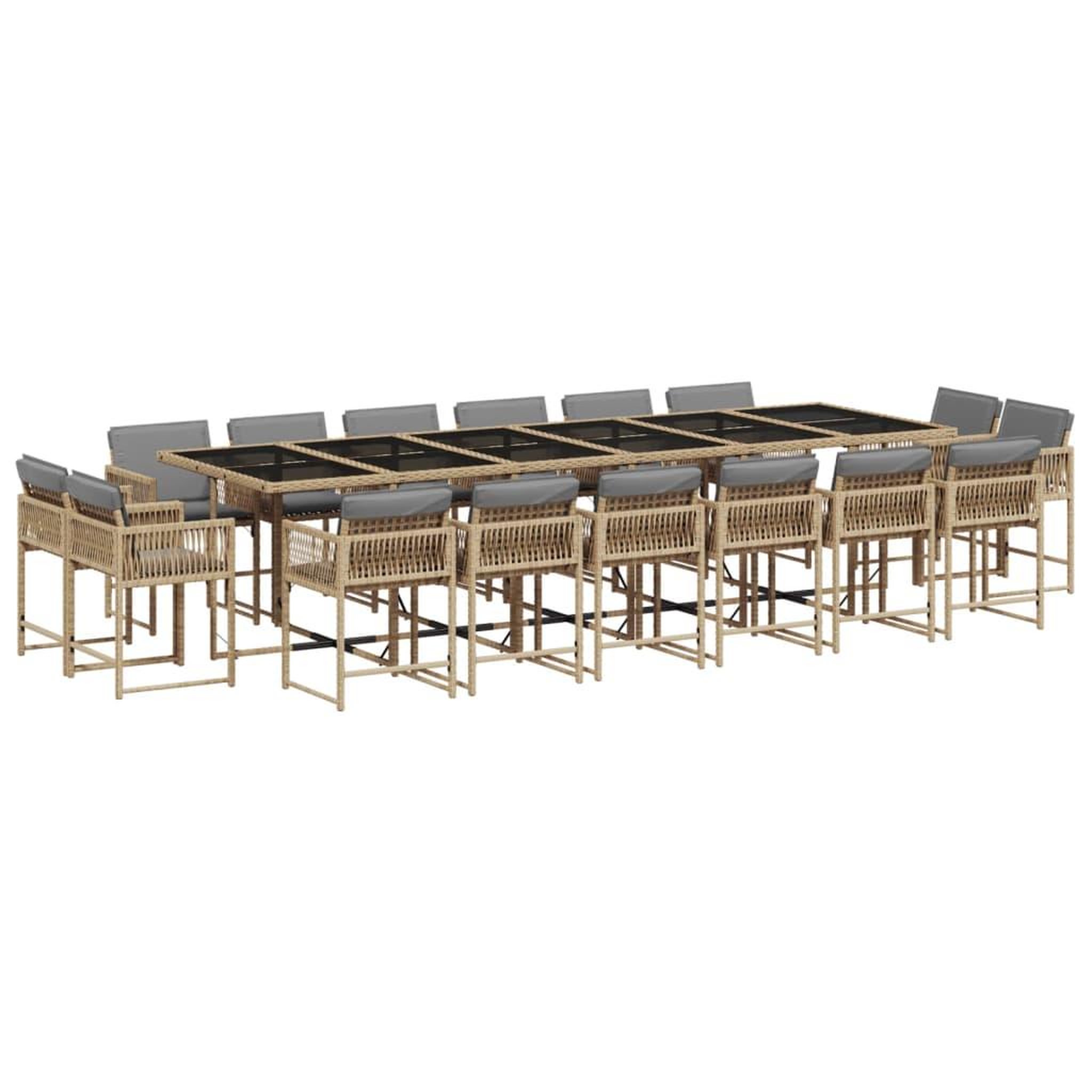 Voir la diapositive 2 : VIDAXL Ensemble a manger de jardin et coussins 17 pcs melange beige