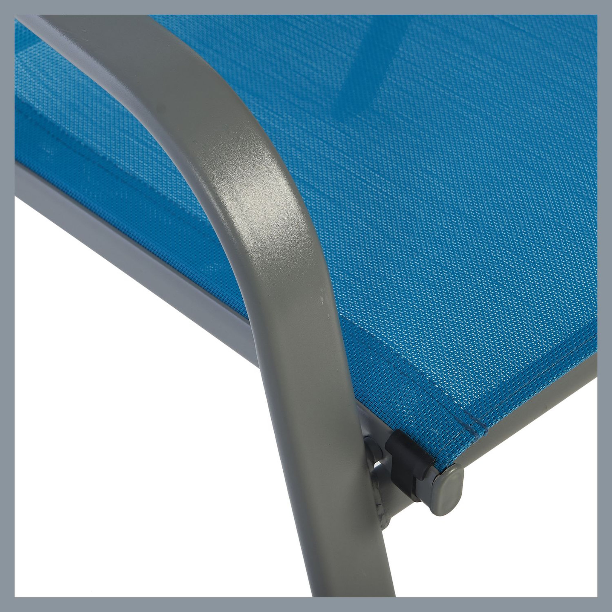 Voir la diapositive 5 : GARDENSTAR Fauteuil de jardin empilable - Acier/textilène - Bleu azur