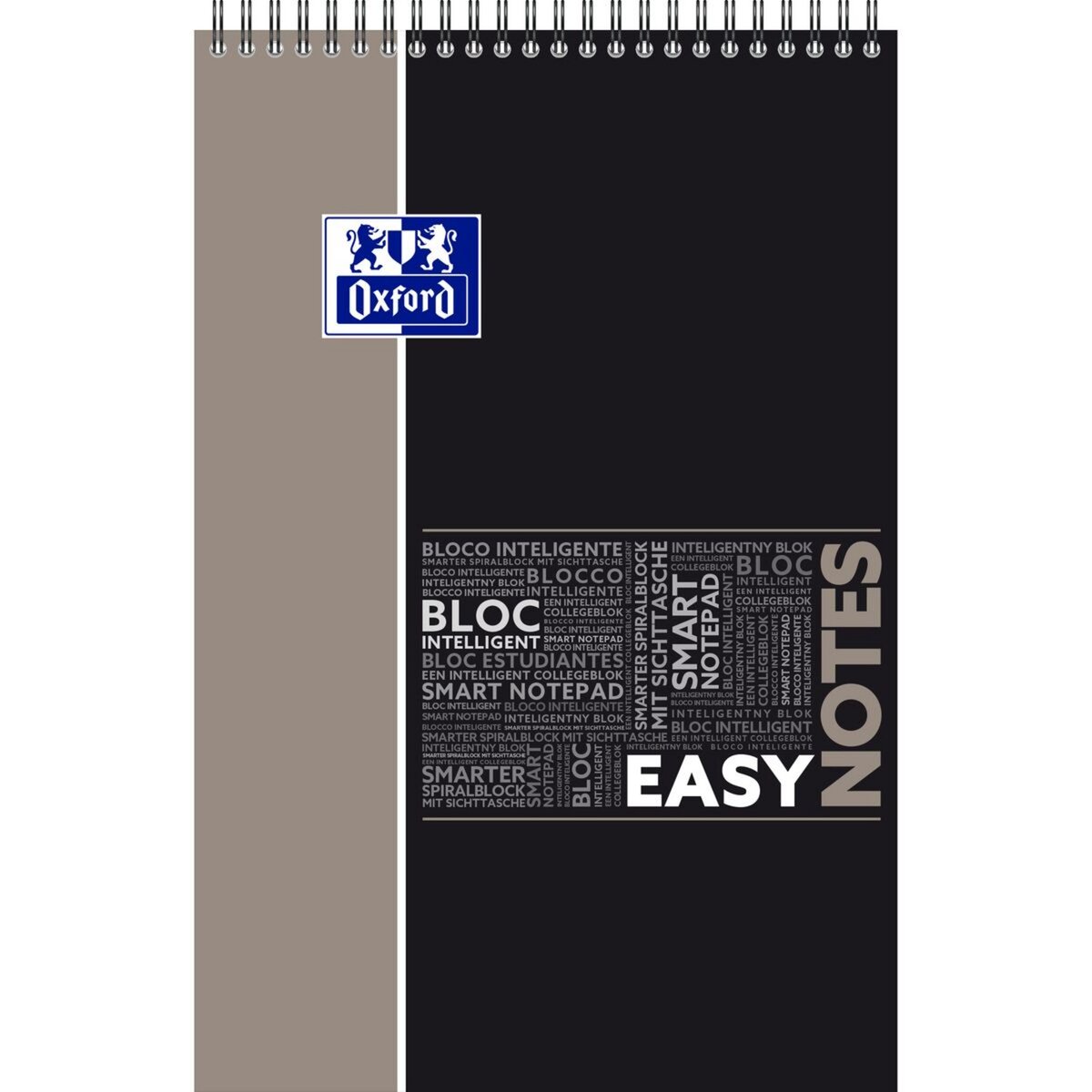 OXFORD Bloc notes perforé Easynotes reliure intégrale 21x31,7cm 160 pages Seyes noir et gris