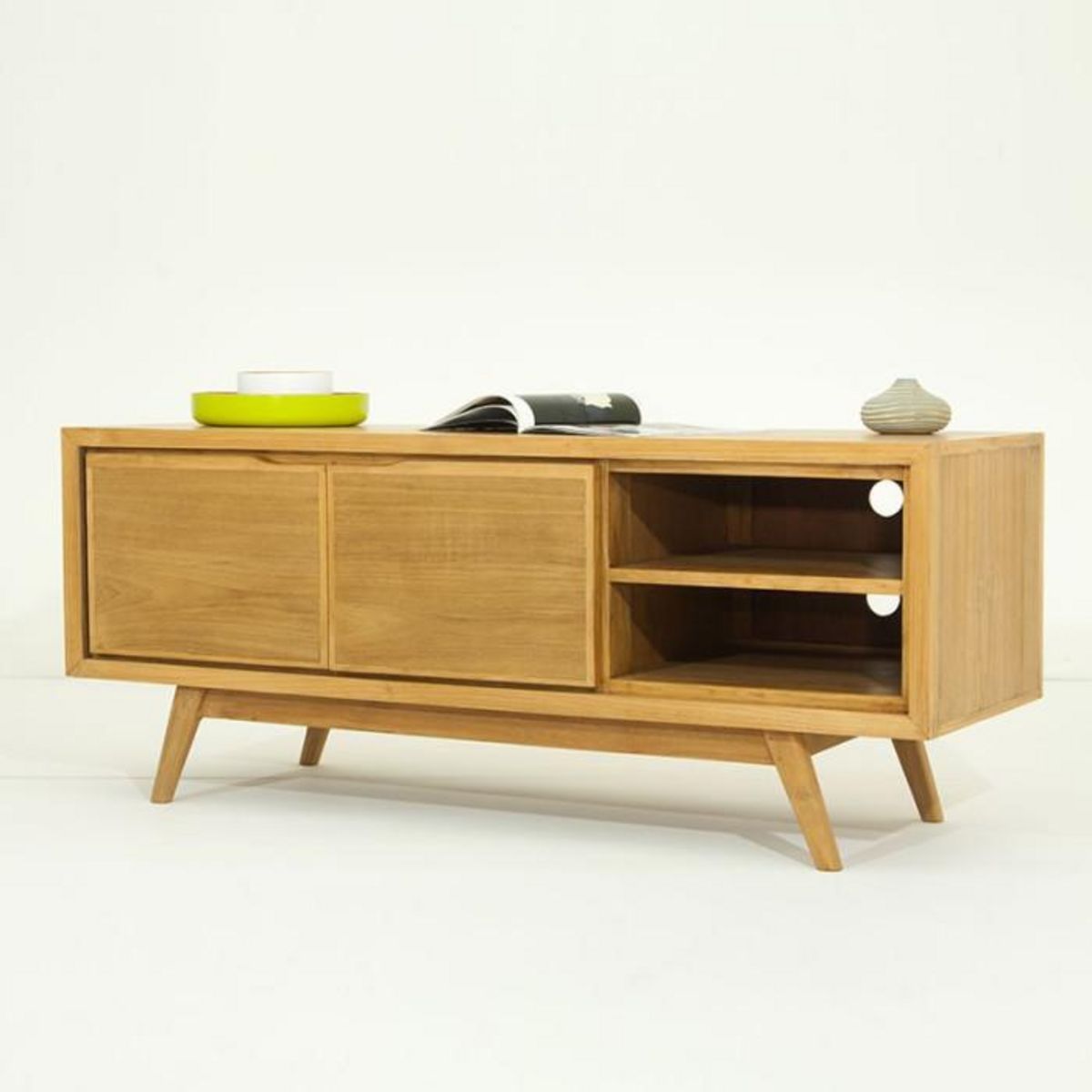 Paris Prix Meuble TV 2 Portes  Fiftees  136cm Naturel