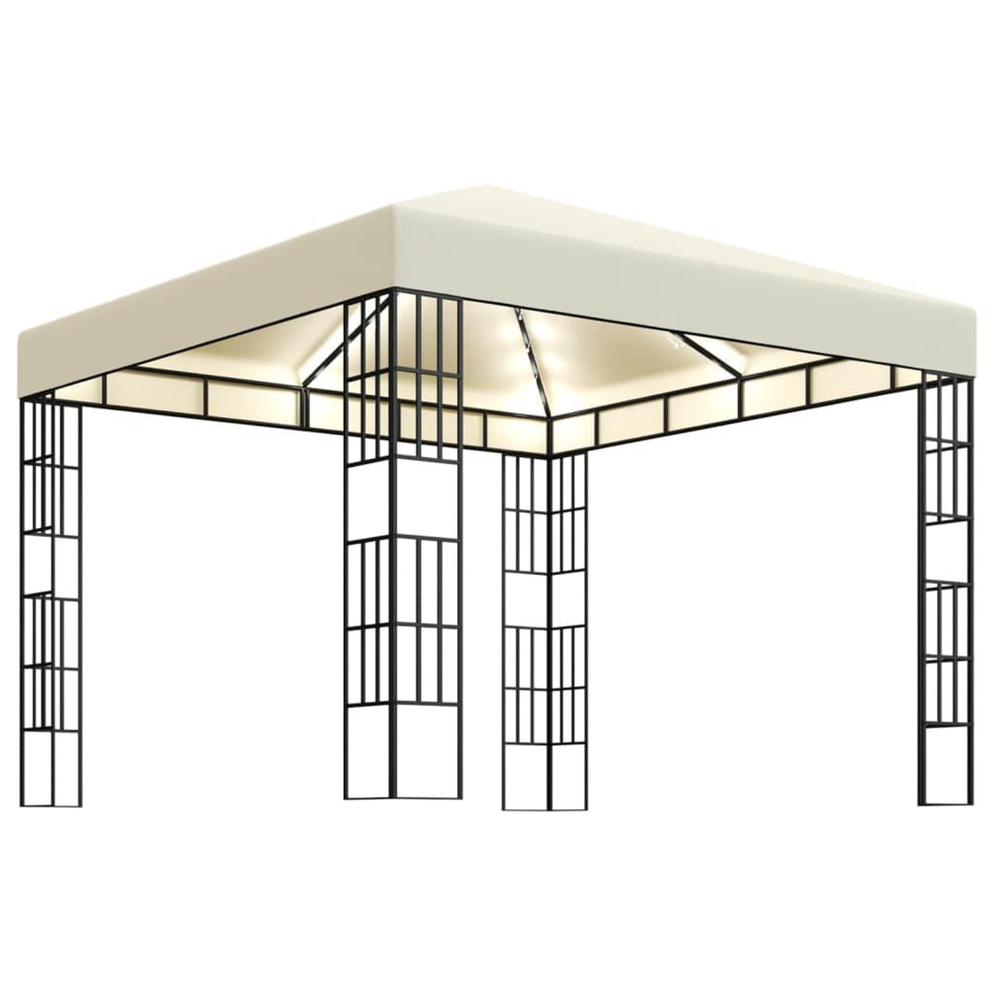 Voir la diapositive 2 : VIDAXL Tonnelle avec guirlande lumineuse a LED 3x3 m Creme