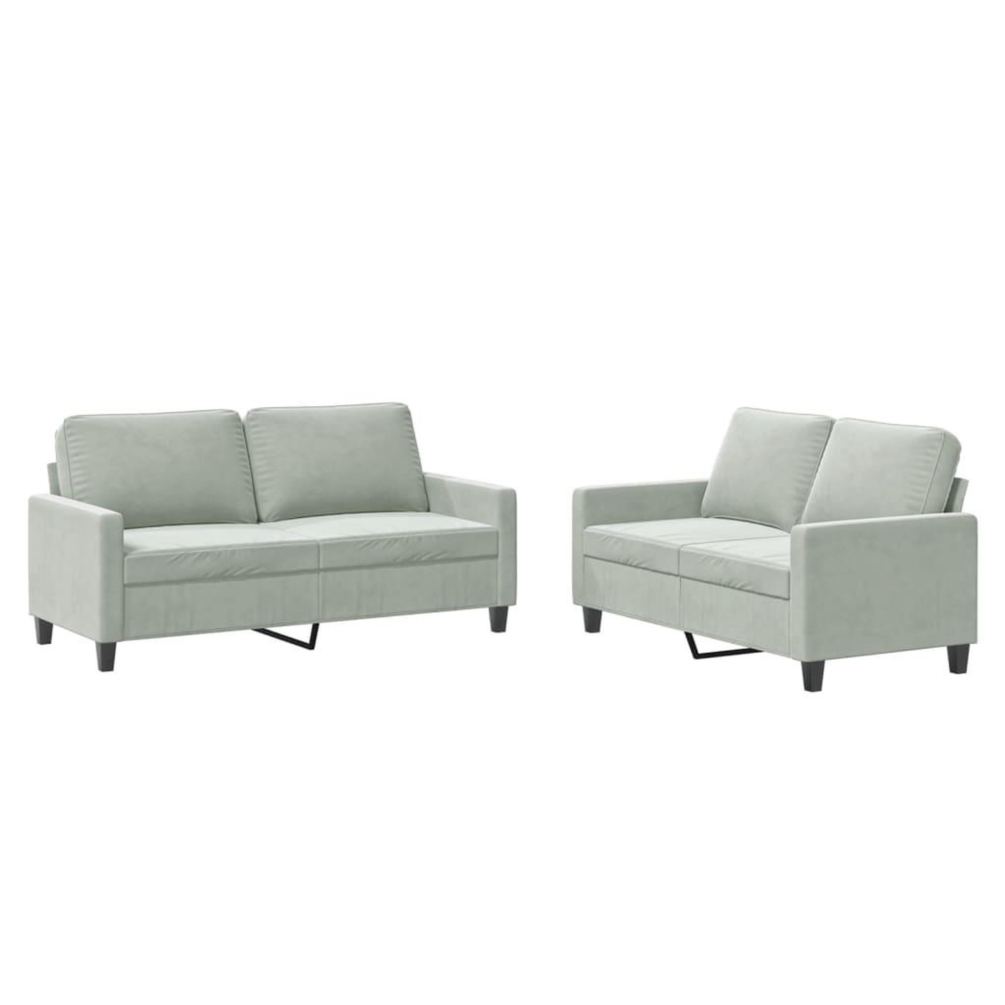 Voir la diapositive 2 : VIDAXL Ensemble de canapes 2 pcs avec coussins Gris clair Velours