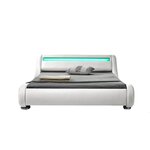 CONCEPT USINE Structure de lit avec LED 140 x 190 cm en PU blanc SEATTLE