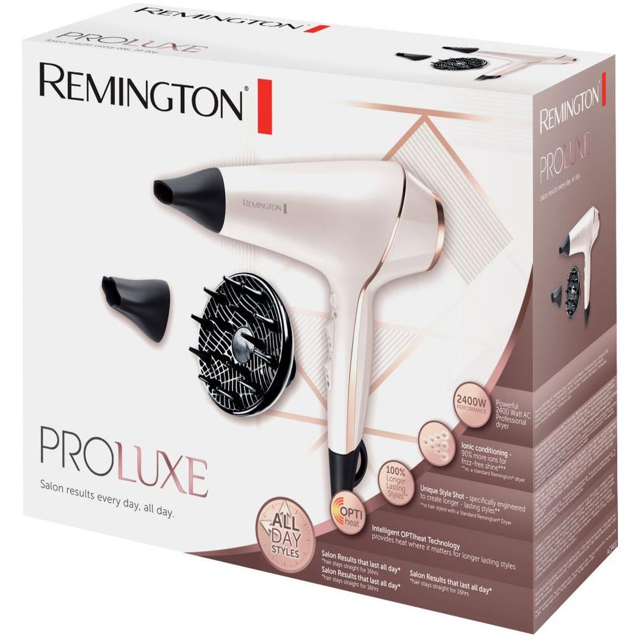 Voir la diapositive 2 : REMINGTON Sèche-cheveux 2400w ionic beige/noir - ac9140