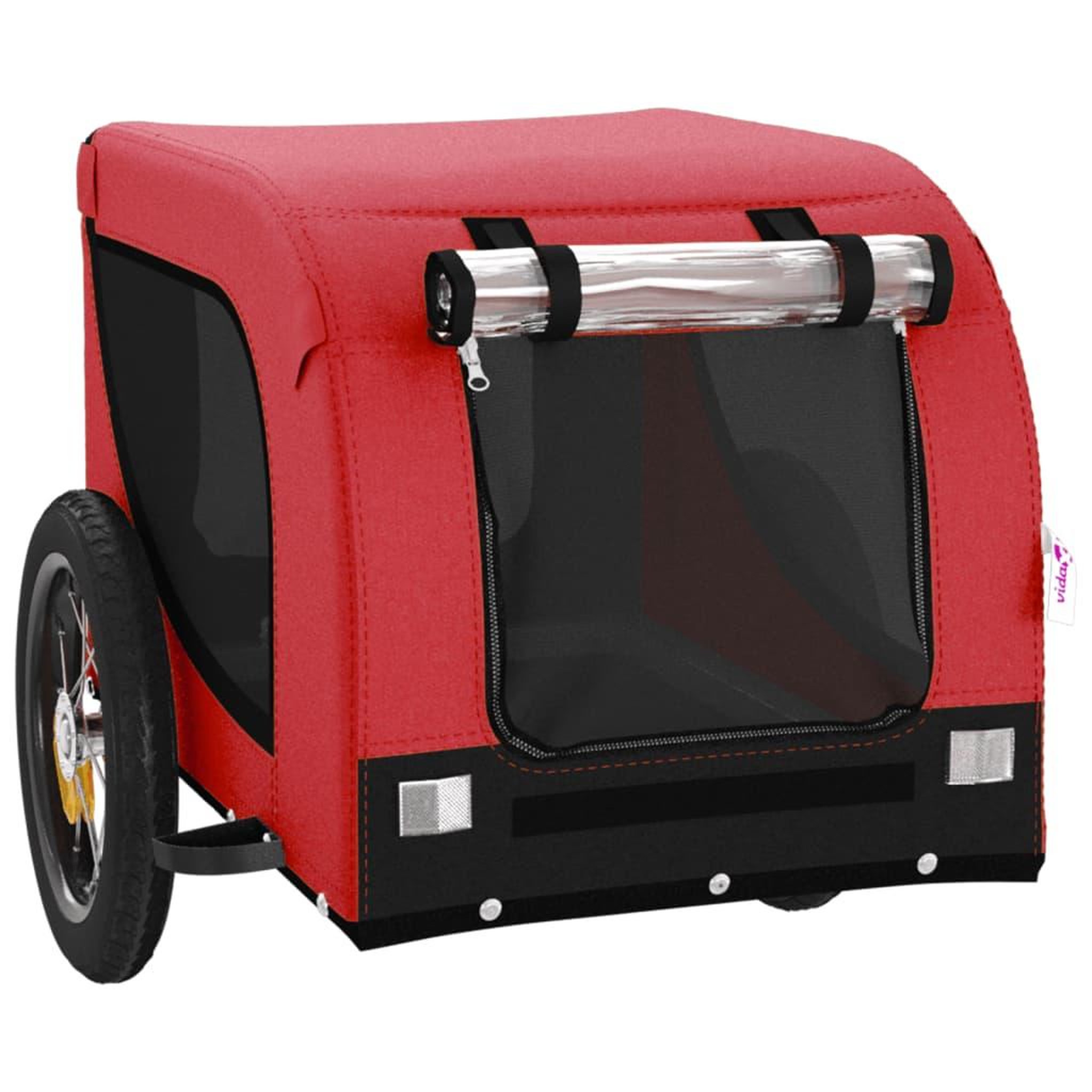 Voir la diapositive 4 : VIDAXL Remorque de velo pour animaux de compagnie rouge et noir